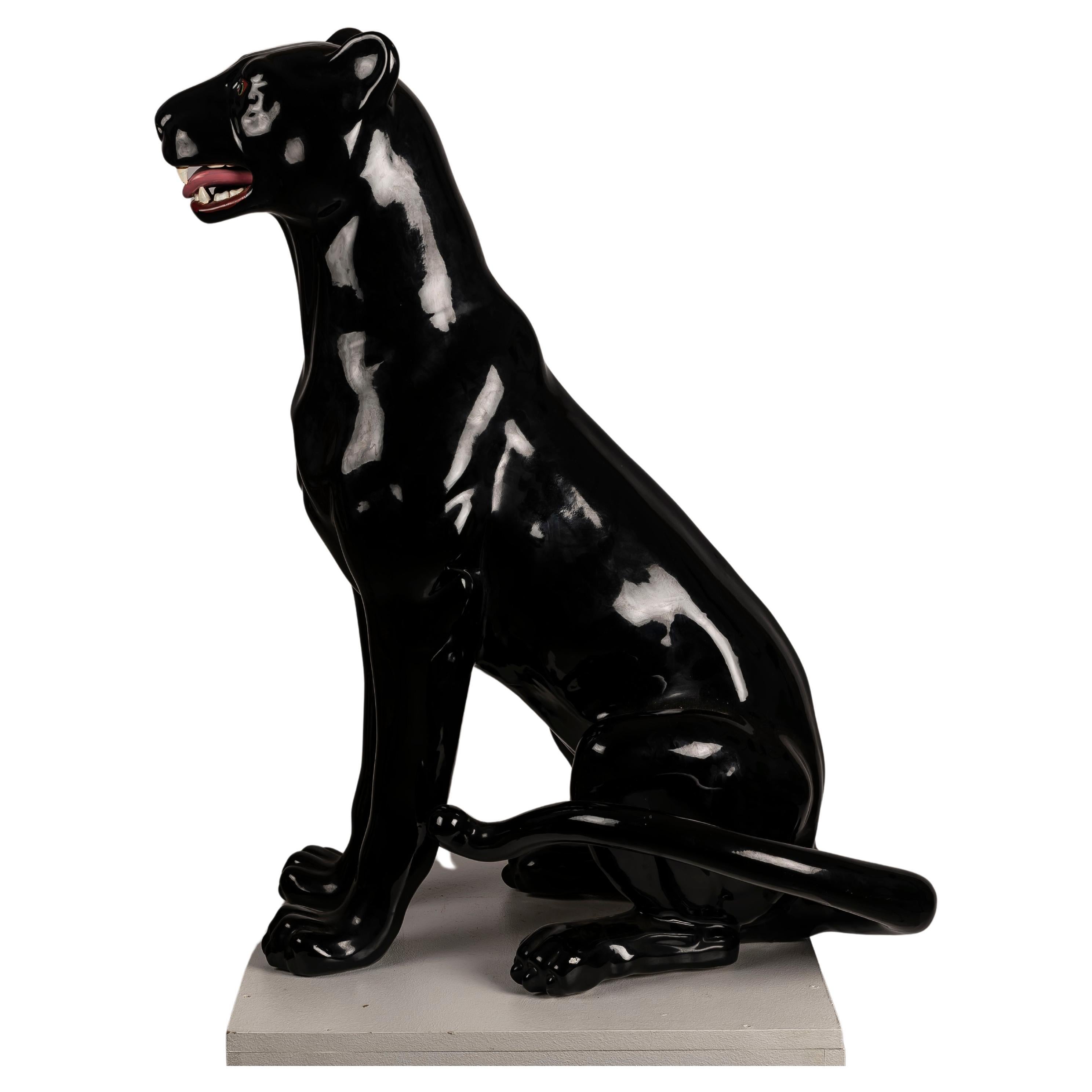 An XXL Black Panther Spanish ceramic BONDIA For Sale