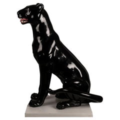 Vintage An XXL Black Panther Spanish ceramic BONDIA