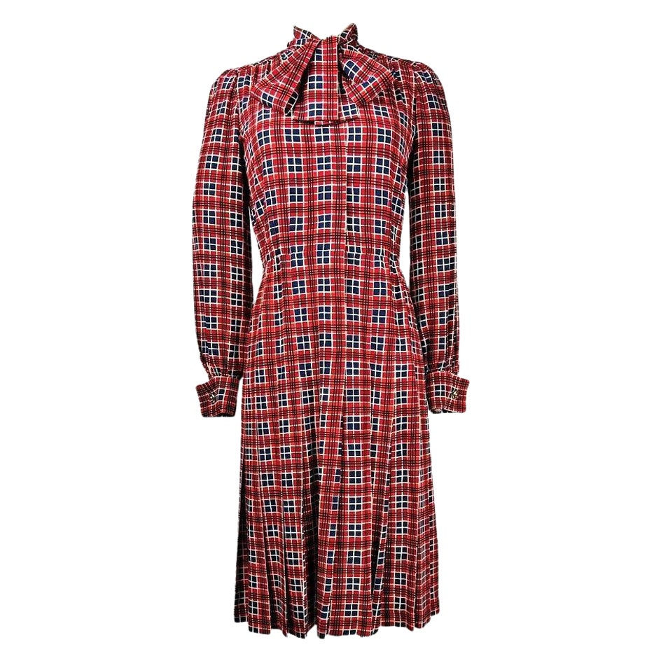 An Yves Saint Laurent Couture Fashion show Dress in Printed Taffeta - 1972