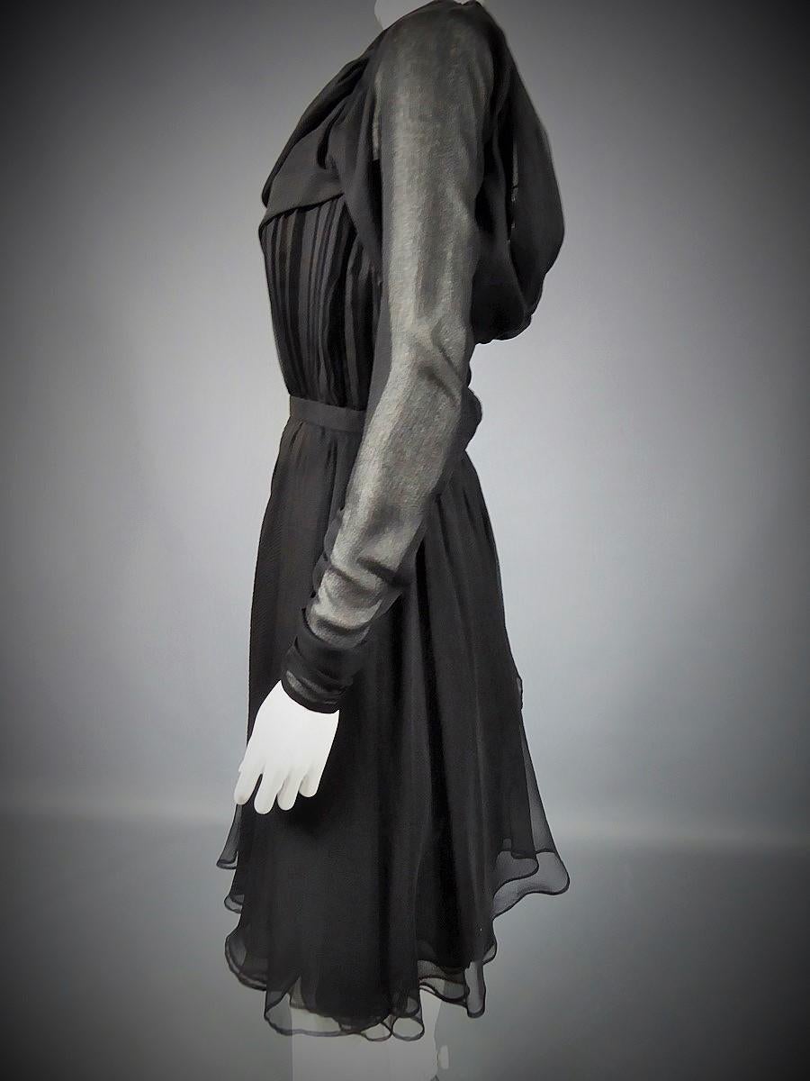 An Yves Saint Laurent Couture Little black Chiffon Dress n°63811 Circa 1989 4