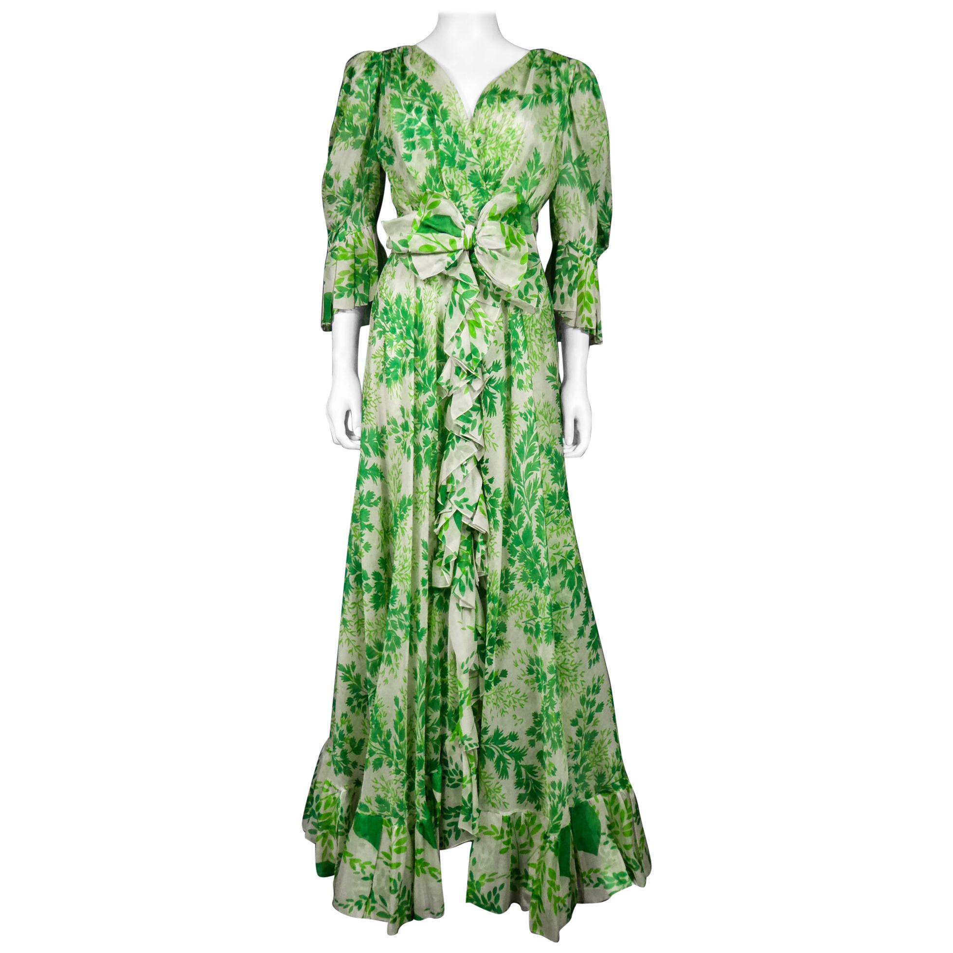 An Yves Saint Laurent Couture Printed Chiffon Dress Numbered 47988 ...