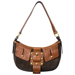Vintage An Yves Saint Laurent Rive Gauche bag in leather and suede Saharienne Circa 1995