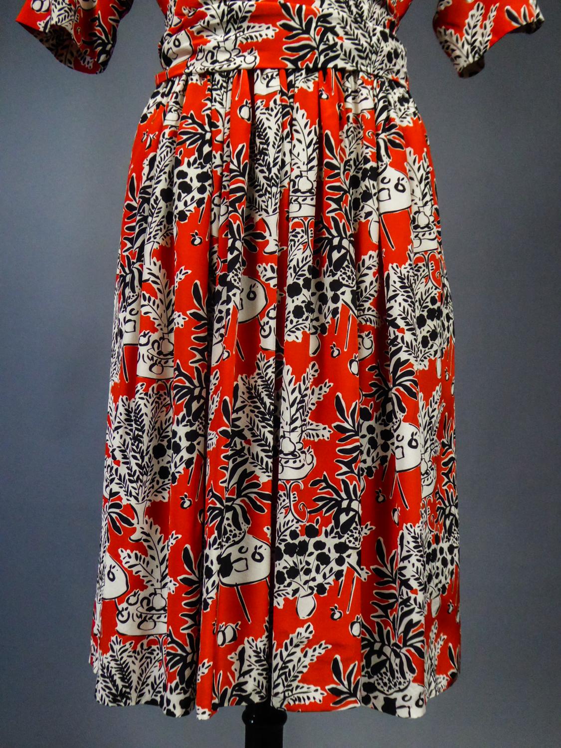 An Yves Saint Laurent Rive Gauche Printed Silk Dress Circa 1971 5
