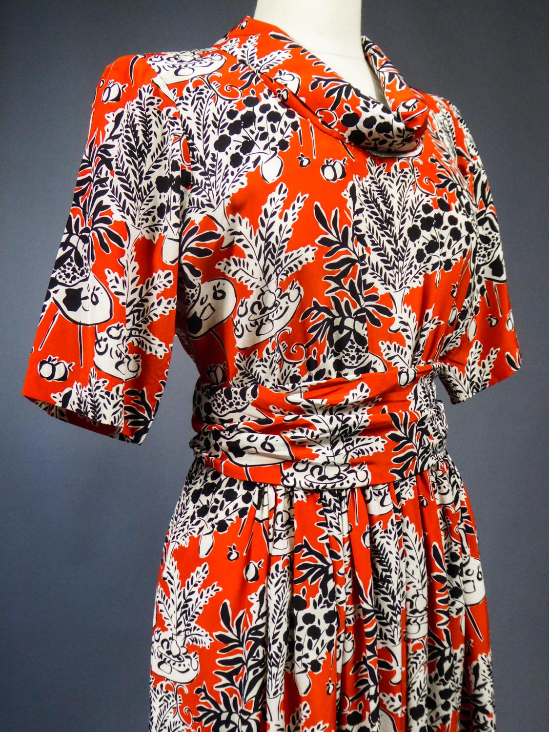An Yves Saint Laurent Rive Gauche Printed Silk Dress Circa 1971 7