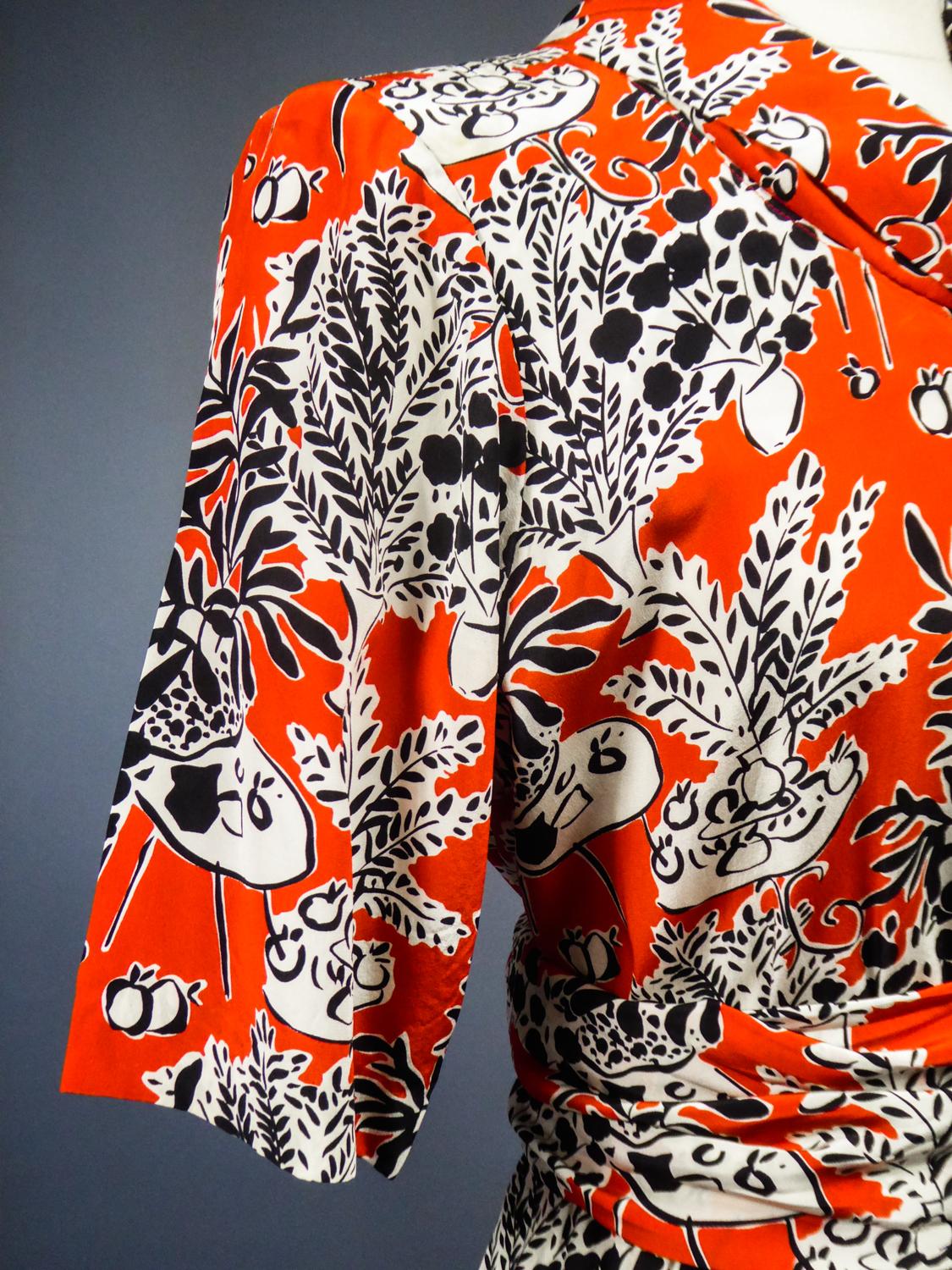 An Yves Saint Laurent Rive Gauche Printed Silk Dress Circa 1971 8