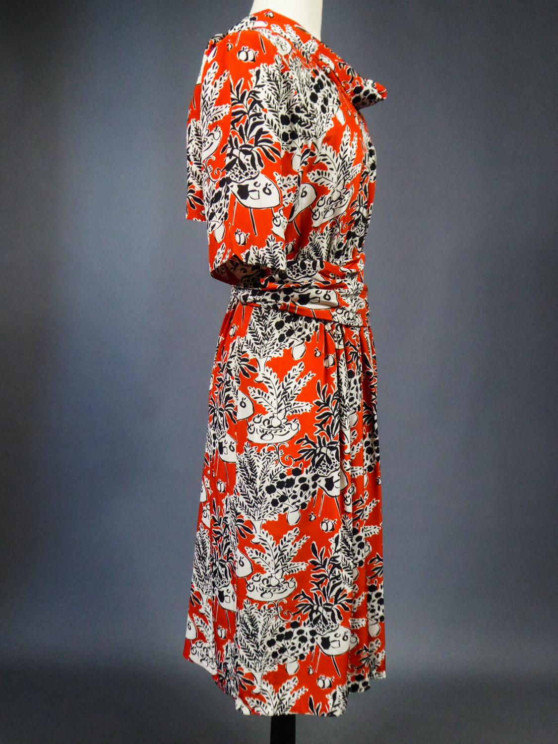 An Yves Saint Laurent Rive Gauche Printed Silk Dress Circa 1971 9