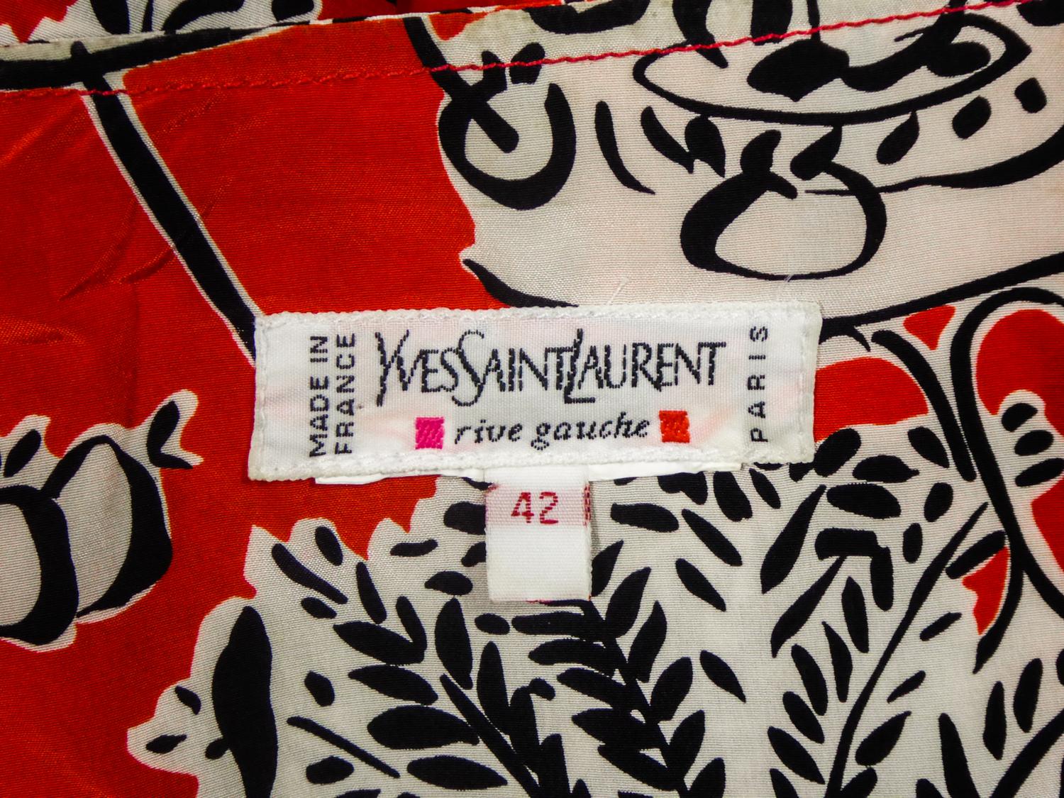 Pink An Yves Saint Laurent Rive Gauche Printed Silk Dress Circa 1971