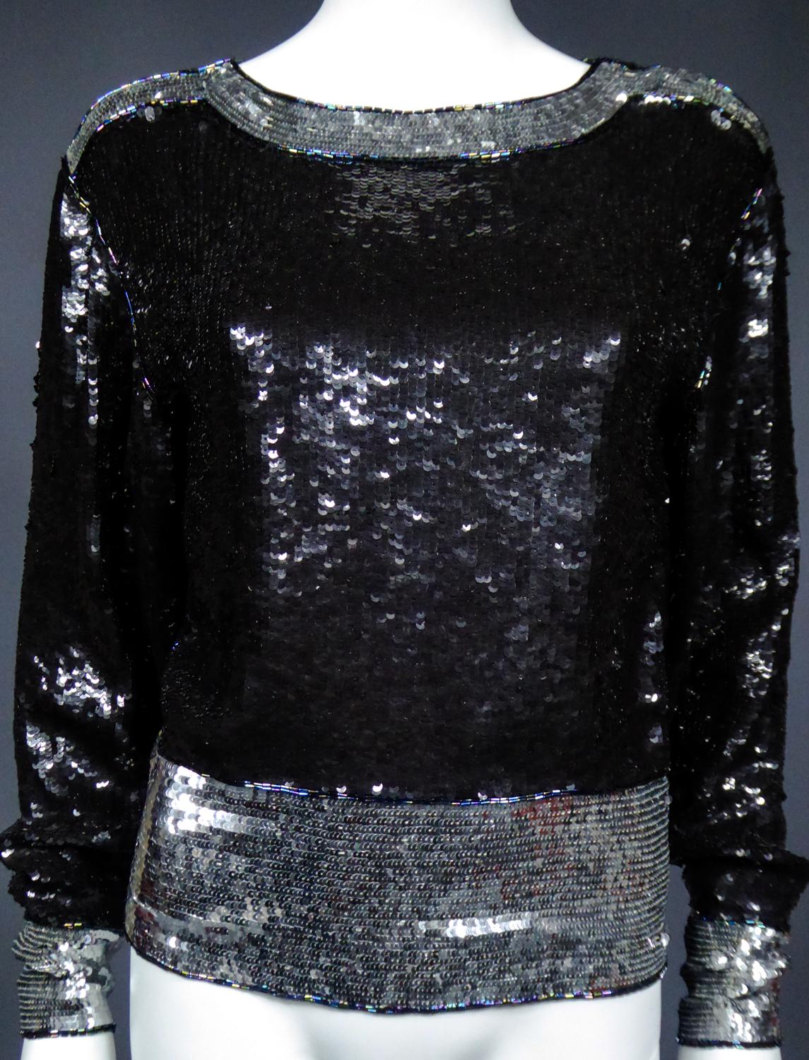 An Yves Saint Laurent Rive Gauche Top Embroidered with Sequins Circa 1980 For Sale 1