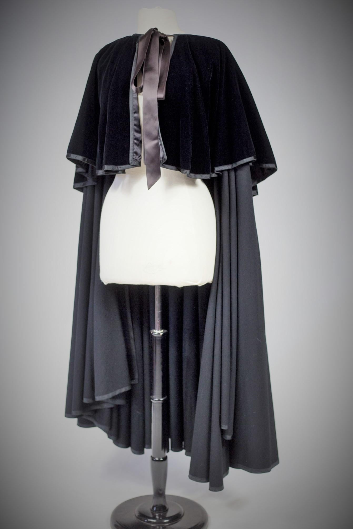 An Yves Saint Laurent Rive Gauche Velvet & Cashmire Evening Cape Circa 1980 For Sale 6