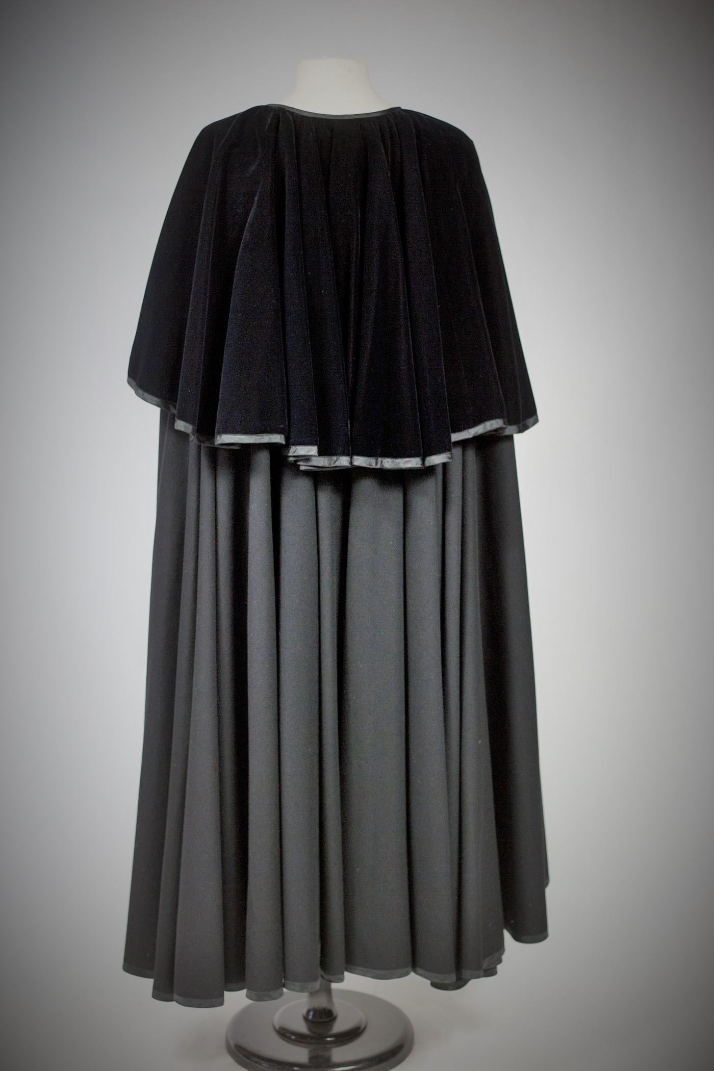 An Yves Saint Laurent Rive Gauche Velvet & Cashmire Evening Cape Circa 1980 For Sale 7