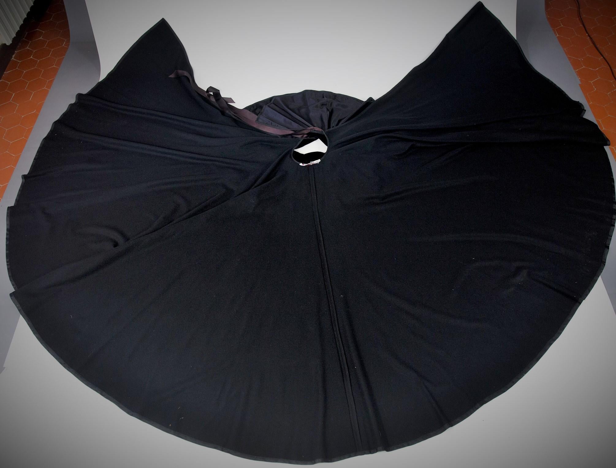 Black An Yves Saint Laurent Rive Gauche Velvet & Cashmire Evening Cape Circa 1980 For Sale