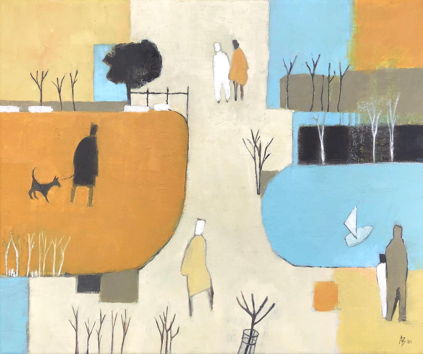 Ana Bianchi Landscape Painting - A Walk in the Park