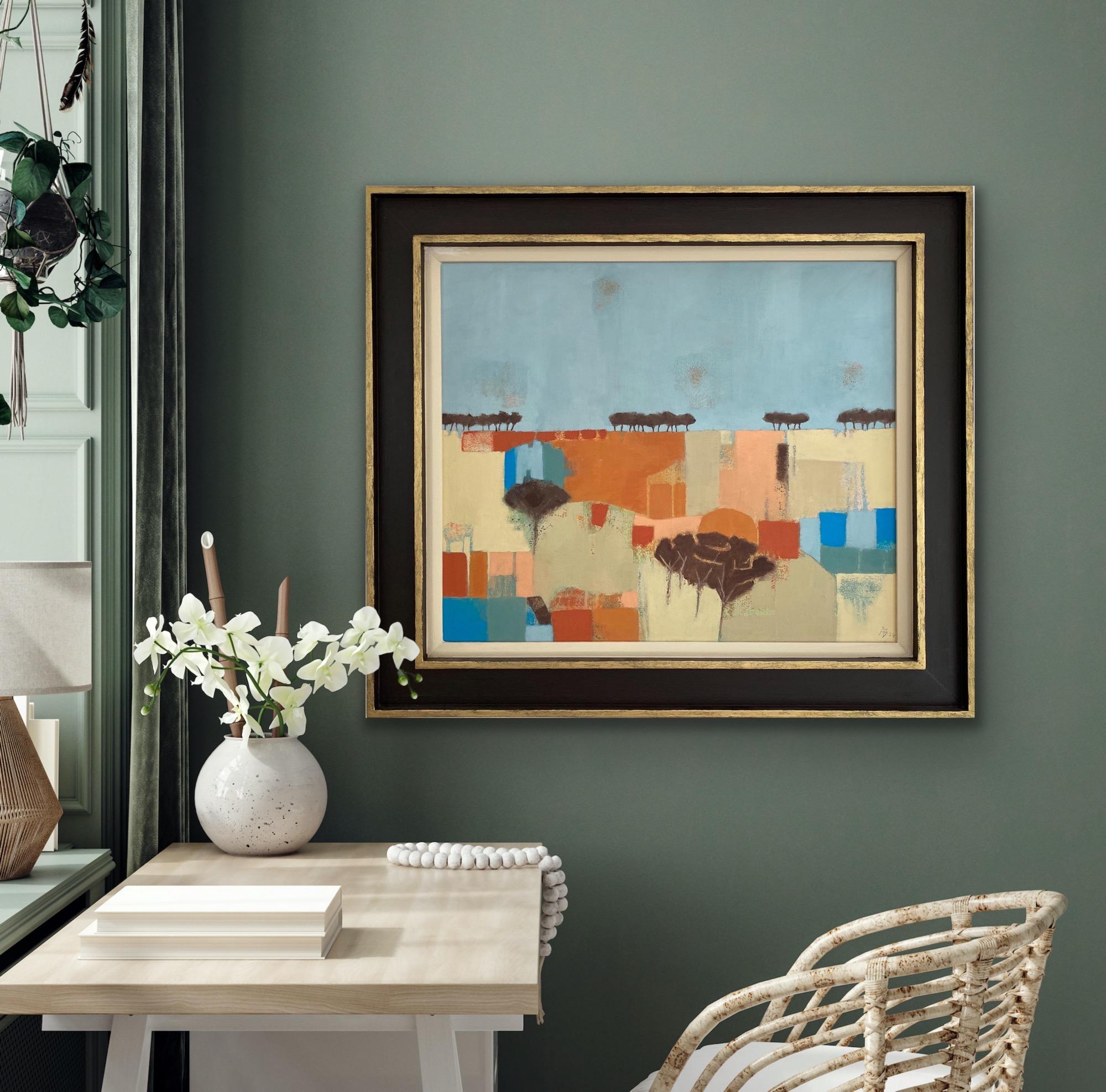 Days of Summer, Original Painting, Contemporary Abstract art, Landscape, Meadow For Sale 7