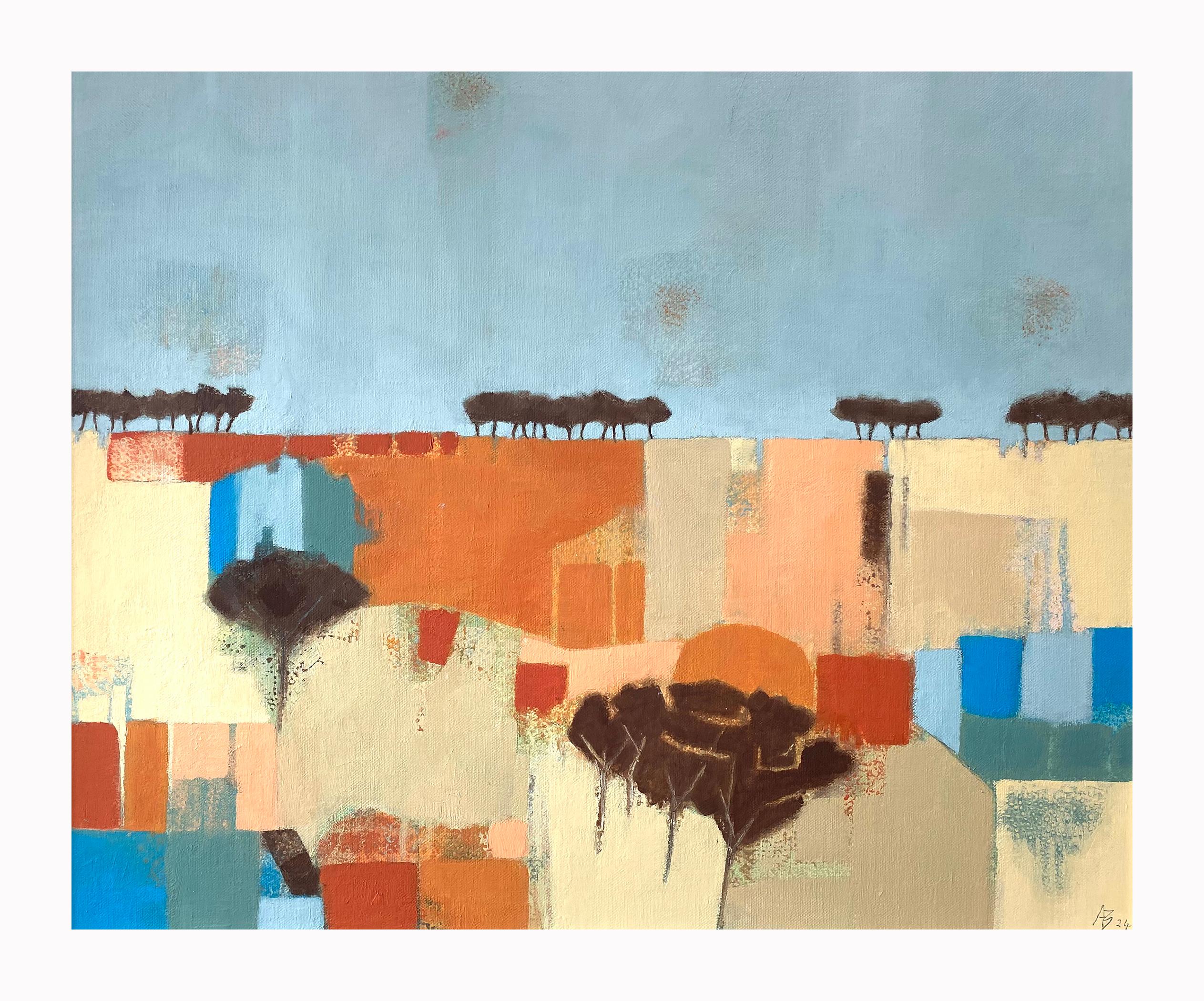 Days of Summer, Original Painting, Contemporary Abstract art, Landscape, Meadow For Sale 9