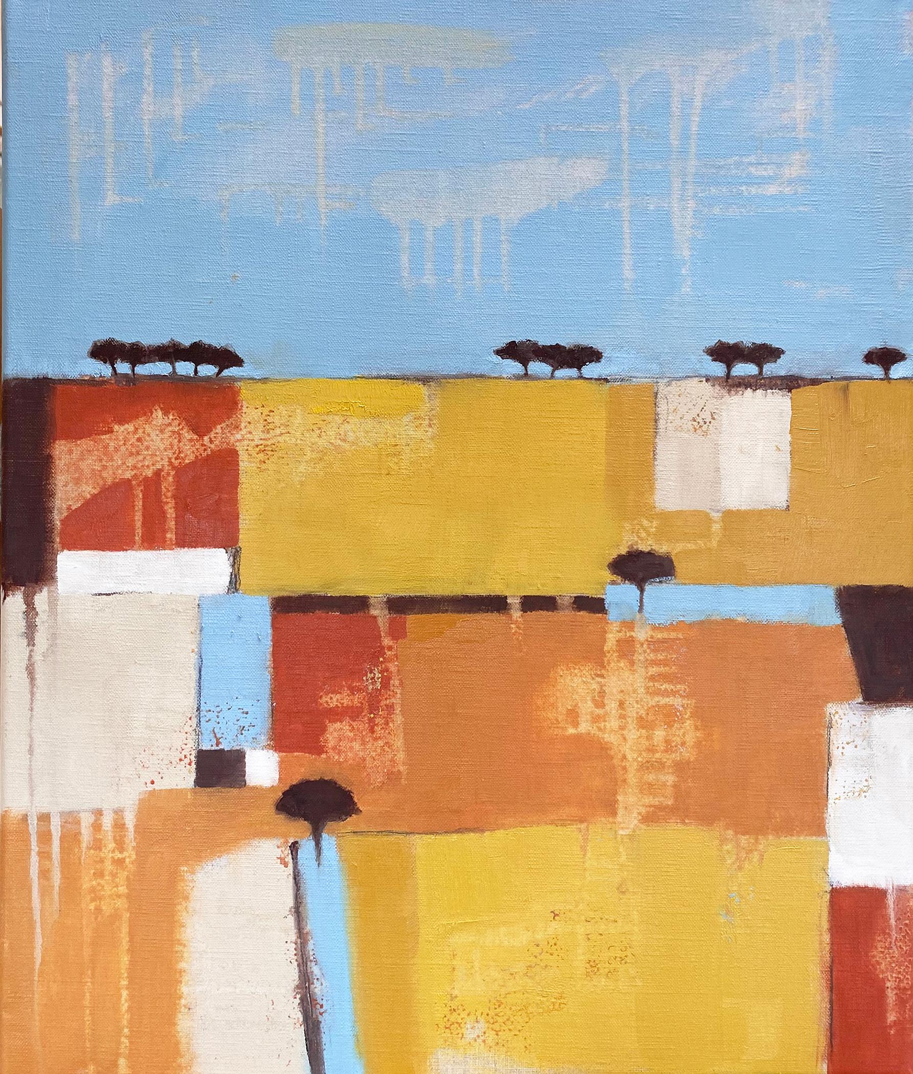 Ana Bianchi Abstract Painting - Hot Fields II, Original Painting, Contemporary Abstract art, Landscape, Nature