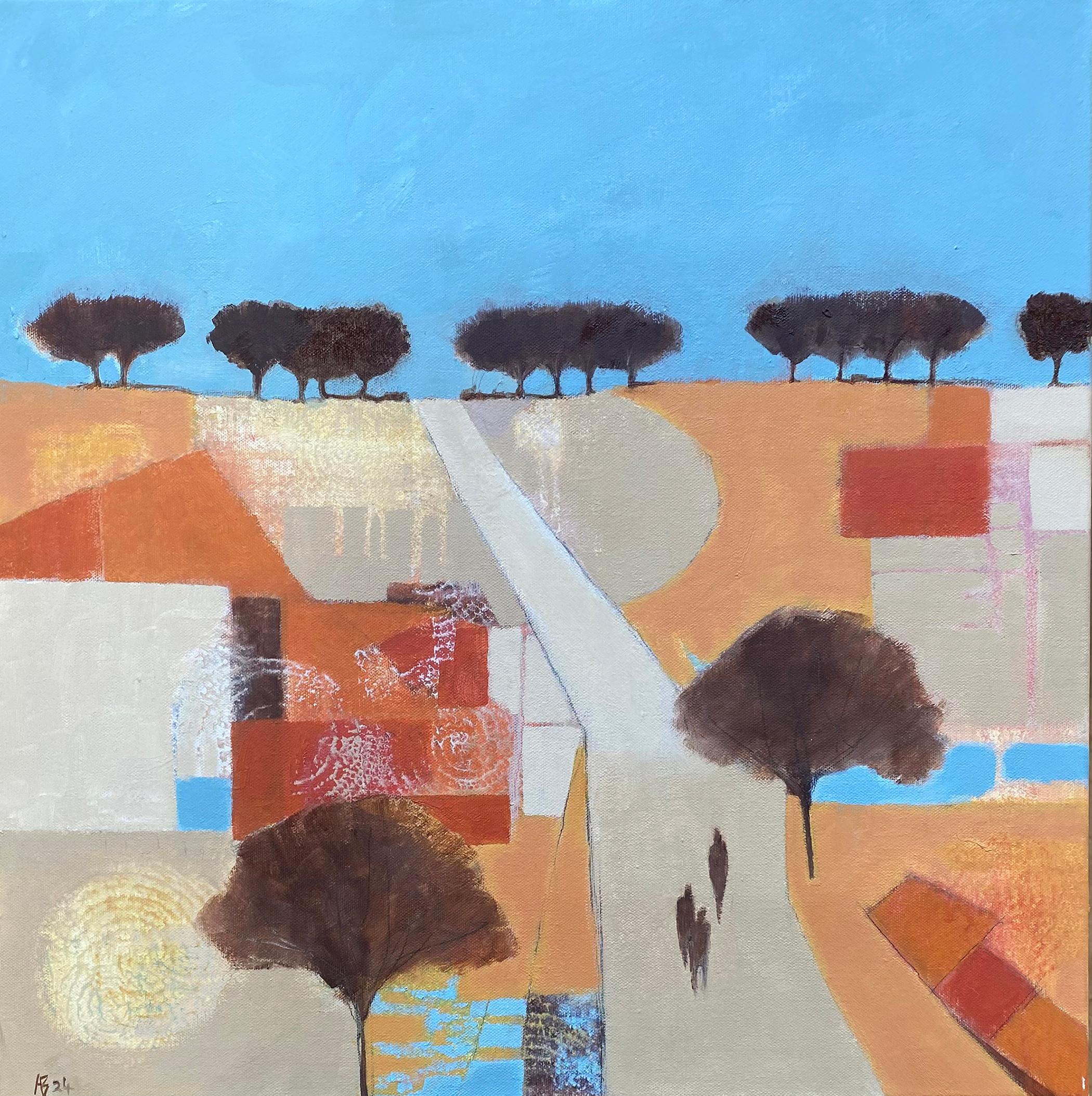 Ana Bianchi Abstract Painting - Long Road Home, Original Painting, Contemporary Abstract art, Landscape, Nature