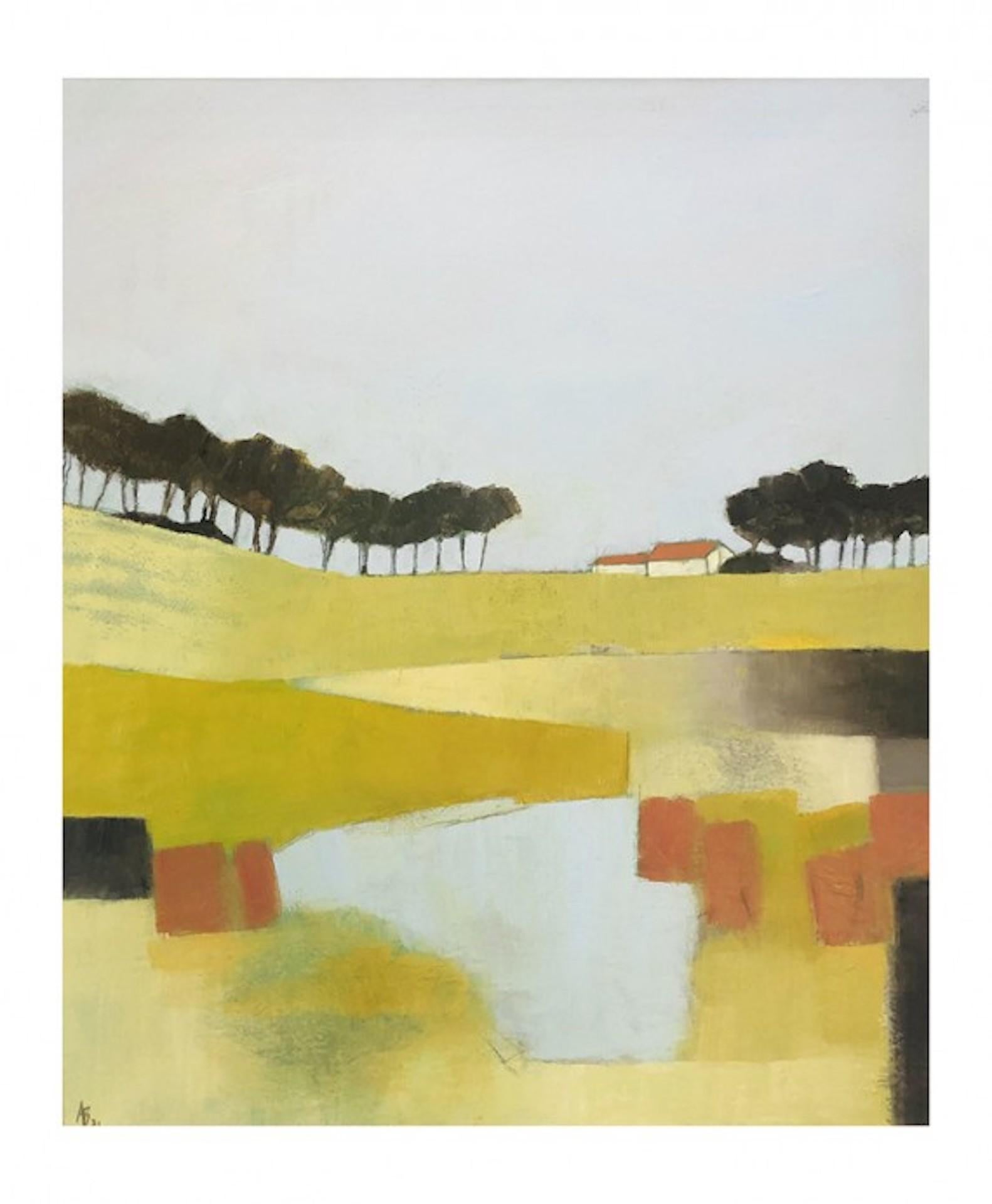 On The Ridge, Ana Bianchi, Original Abstract Landscape Painting, Affordable Art For Sale 2
