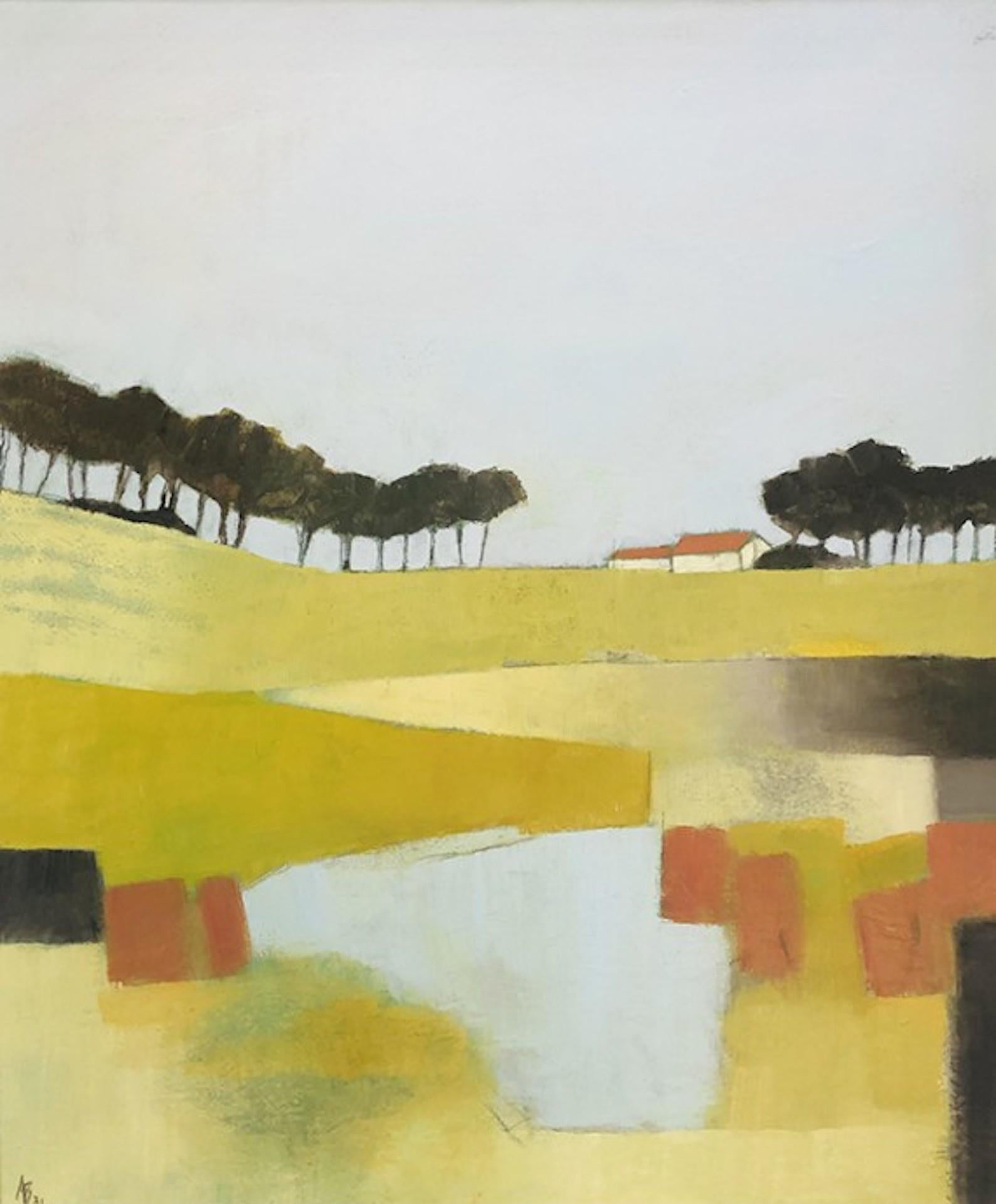On The Ridge, Ana Bianchi, peinture originale de paysage abstrait, Art abordable
