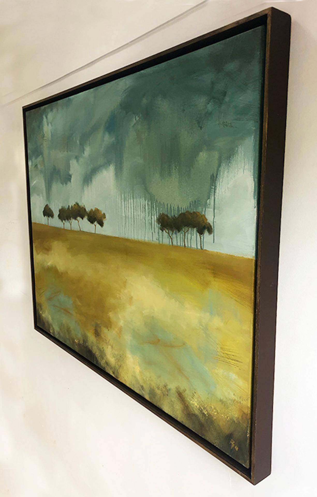 Treeline III, peinture de paysage originale, art subtil d'affirmation, art classique - Beige Landscape Painting par Ana Bianchi