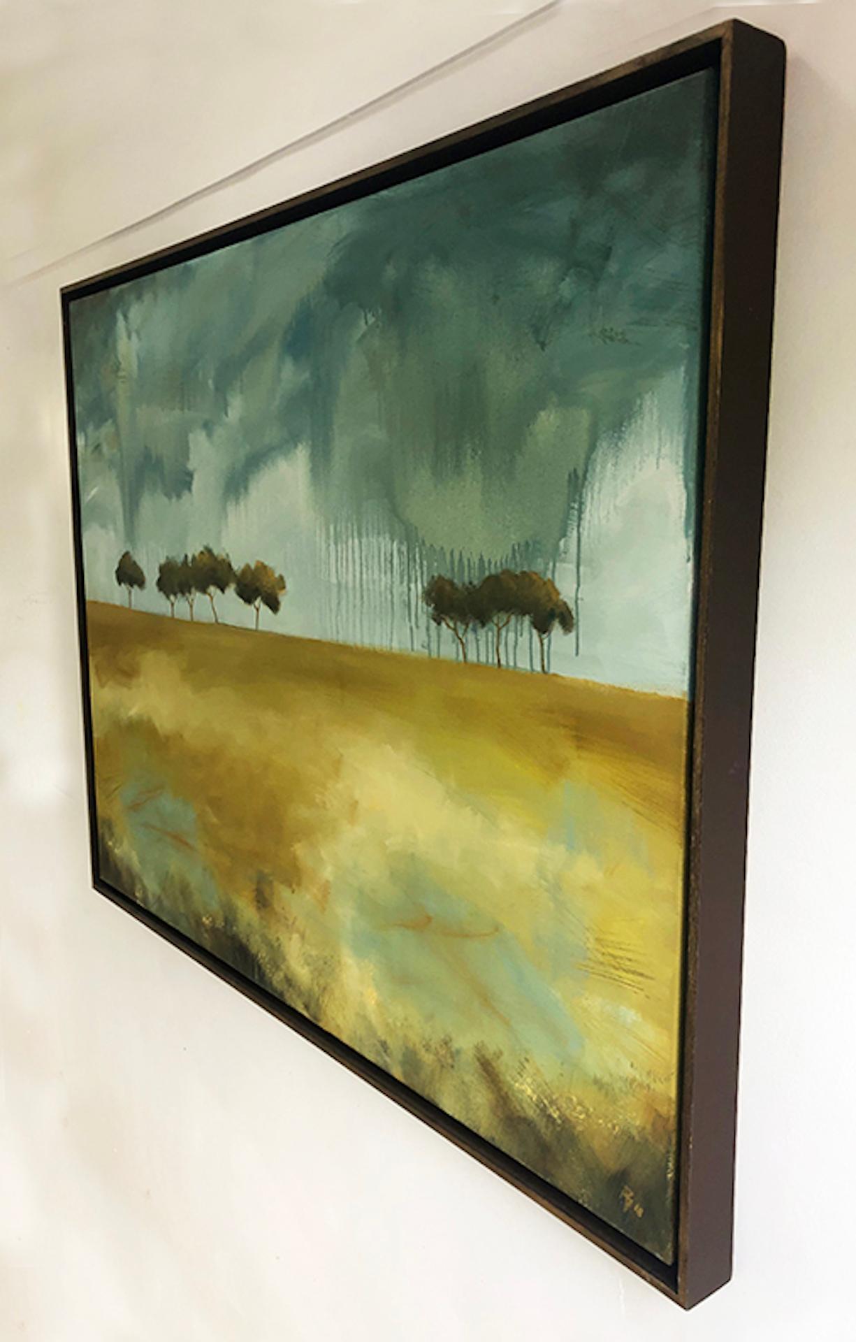 Treeline III, Pintura original de paisaje, Arte sutil, Arte clásico - Landscape Painting Beige de Ana Bianchi
