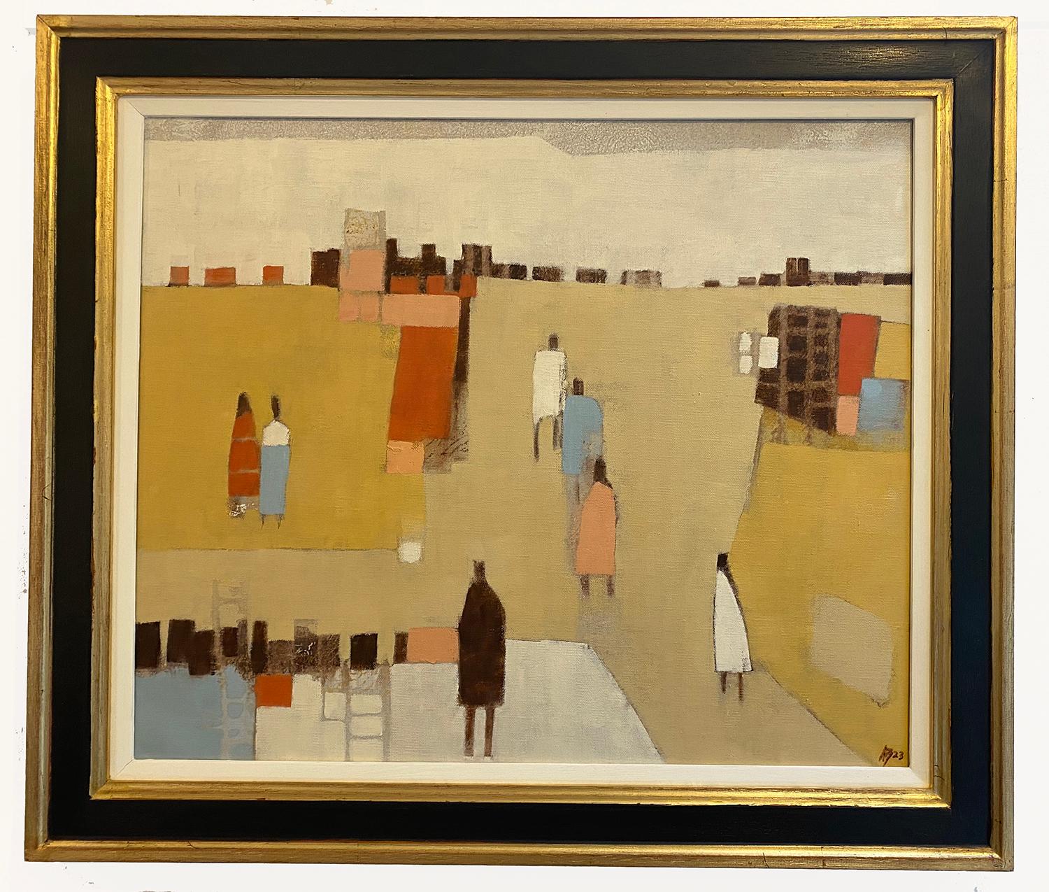 Walking Home and Walking Home II, Modern Figurative Cityscape Painting, Park Art For Sale 1