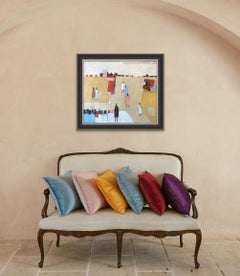 Walking Home, Contemporary Figurative Cityscape Painting, Landscape Park Art