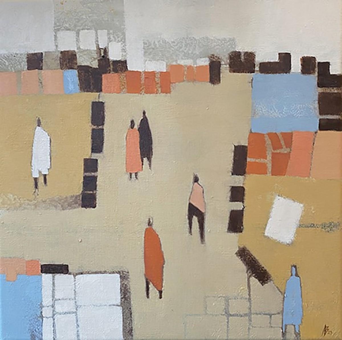 Walking Home III, Figurative Artwork, Abstract Landscape Painting