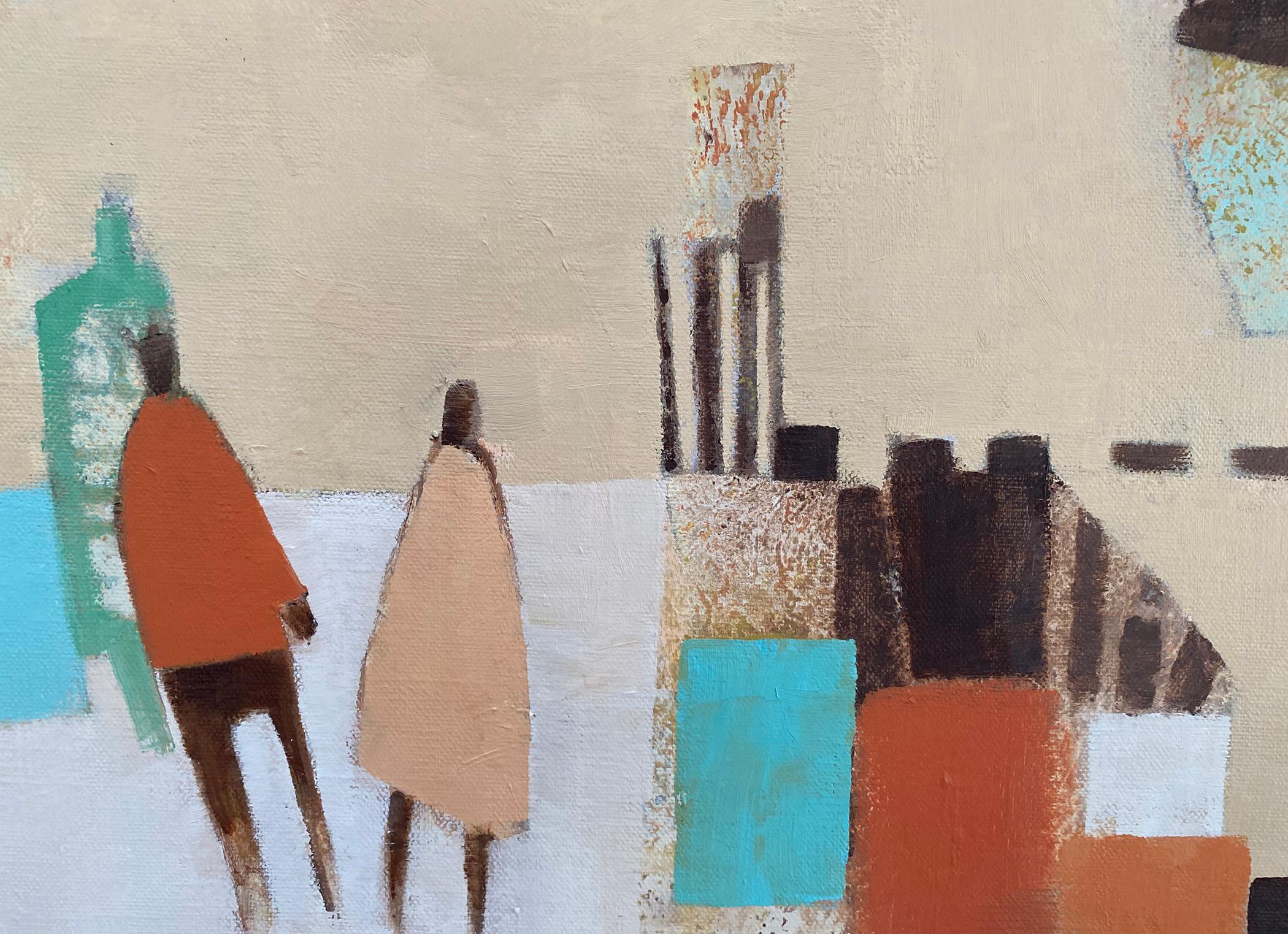 Walking Home V, Originalgemälde, Contemporary Abstract art, Landschaft, Wiese (Beige), Landscape Painting, von Ana Bianchi