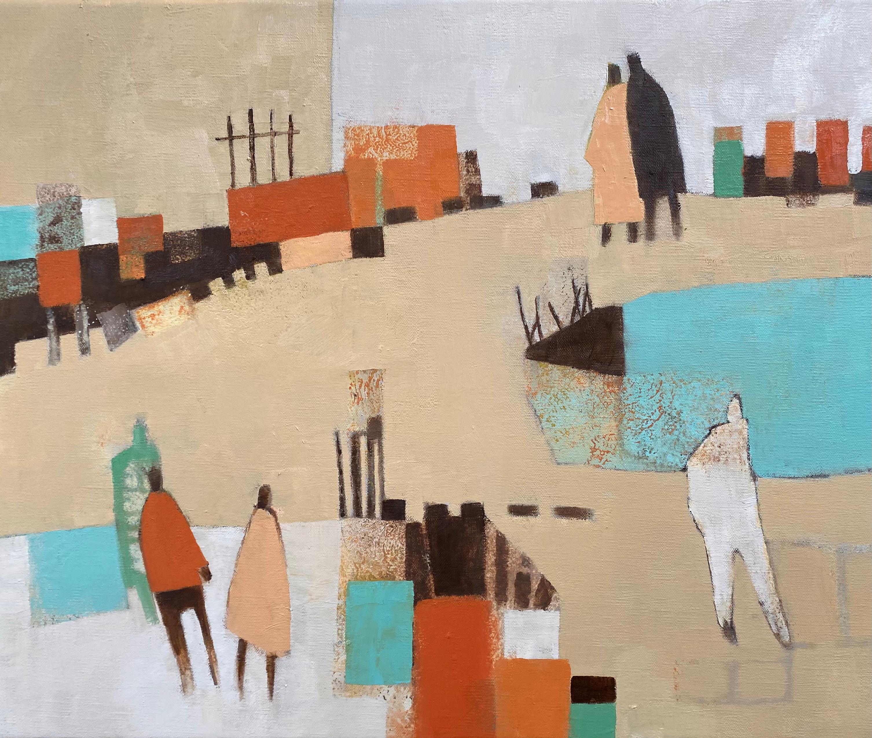 Walking Home V, Original Painting, Contemporary Abstract art, Landscape, Meadow