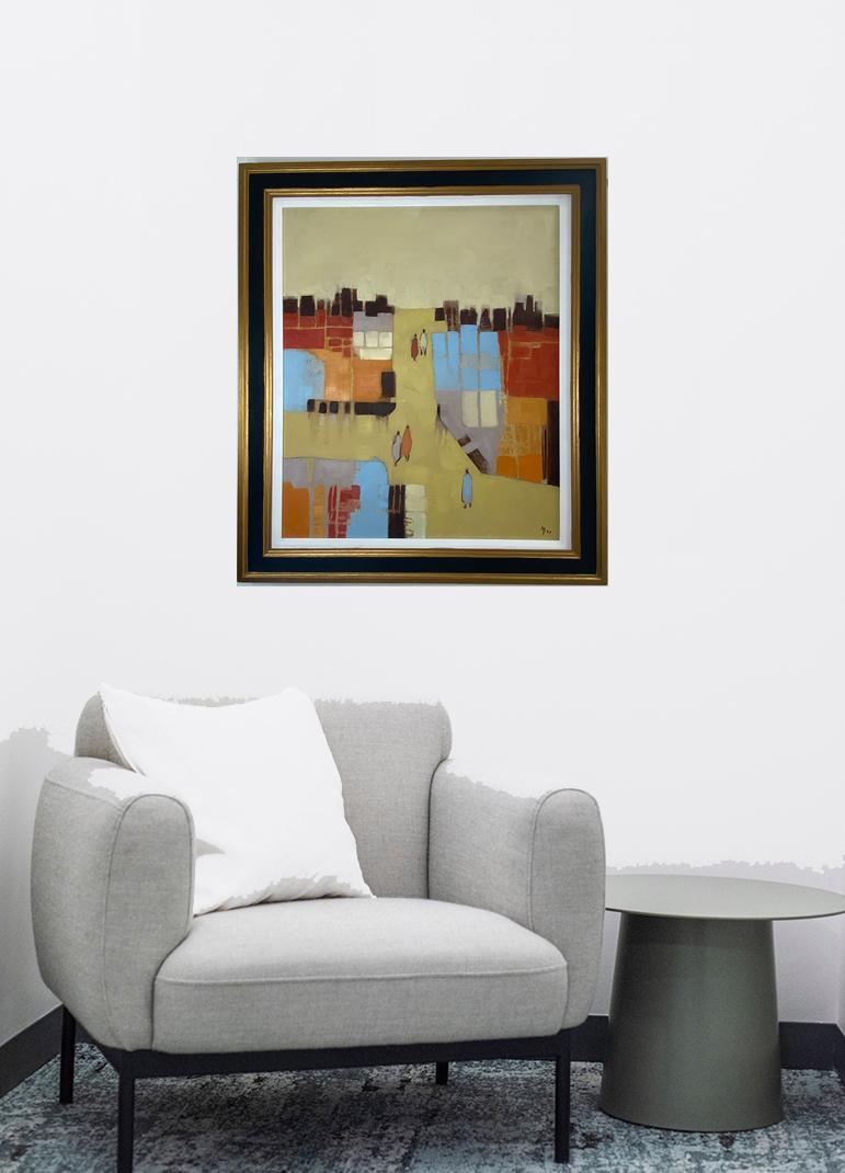 Walking Home VII, peinture originale, art abstrait contemporain, paysage - Abstrait Painting par Ana Bianchi