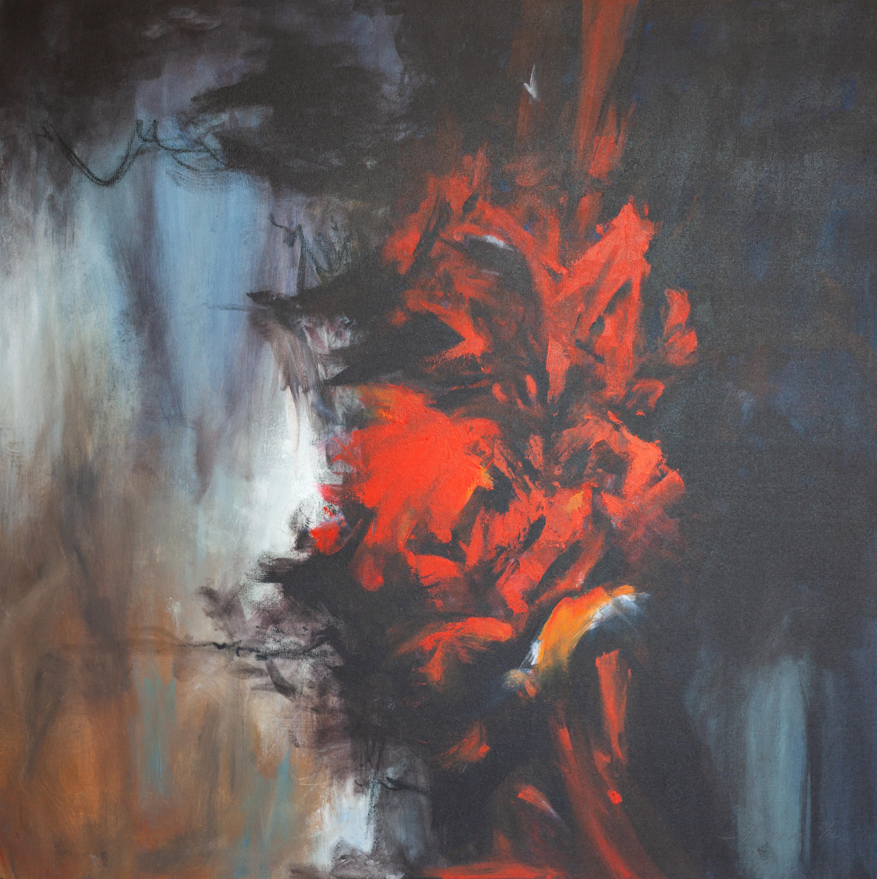 Ana Carolina Mönnaco Abstract Painting – Nicht so dünne rote Linie