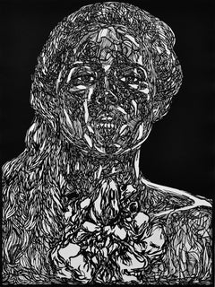 Ana Cazares, ¨Boca abierta¨, 2019, Xilografía, 44.1x29.9 in