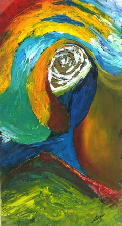 Abstraktes lebhaftes farbenfrohes Acryl - Das Auge des Sturms