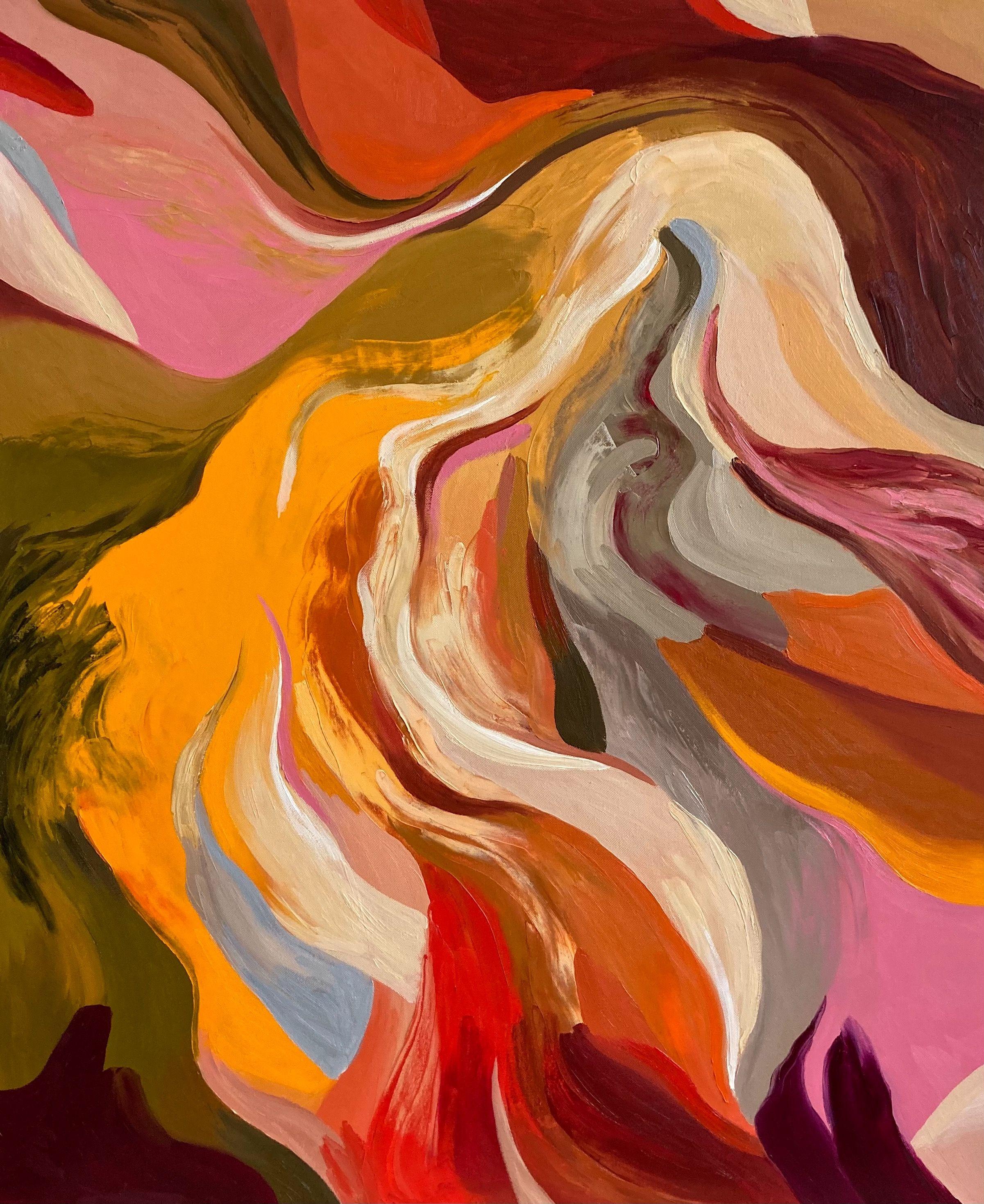 Zeitgenössisches abstraktes Ölgemälde, Gemälde, Öl auf Leinwand, „Phoenix“