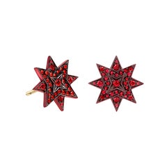 Ana de Costa 18 Carat Yellow Gold Ruby Star Stud Earrings