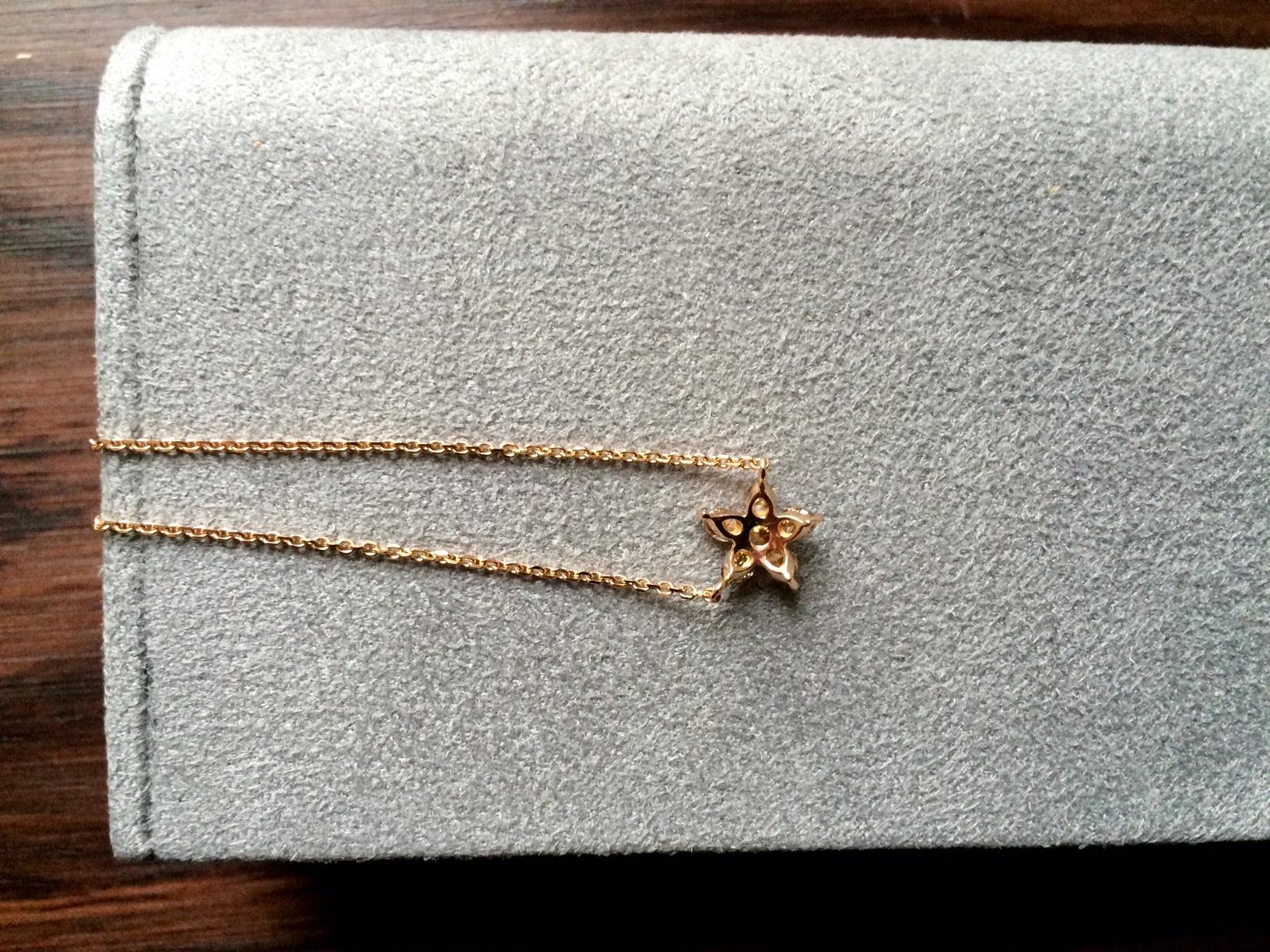 Ana de Costa 18ct Rose Gold Cognac Diamond Flower Pendant And Stud Earrings Set For Sale 7