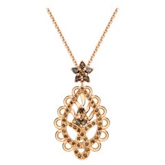 Ana De Costa 18k Rose Gold Brown Diamond Paisley Style Drop Pendant