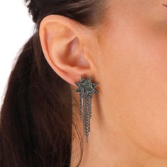 Ana De Costa Shooting Star Earrings in 18k White Gold Rhodium Plated & Tsavorite