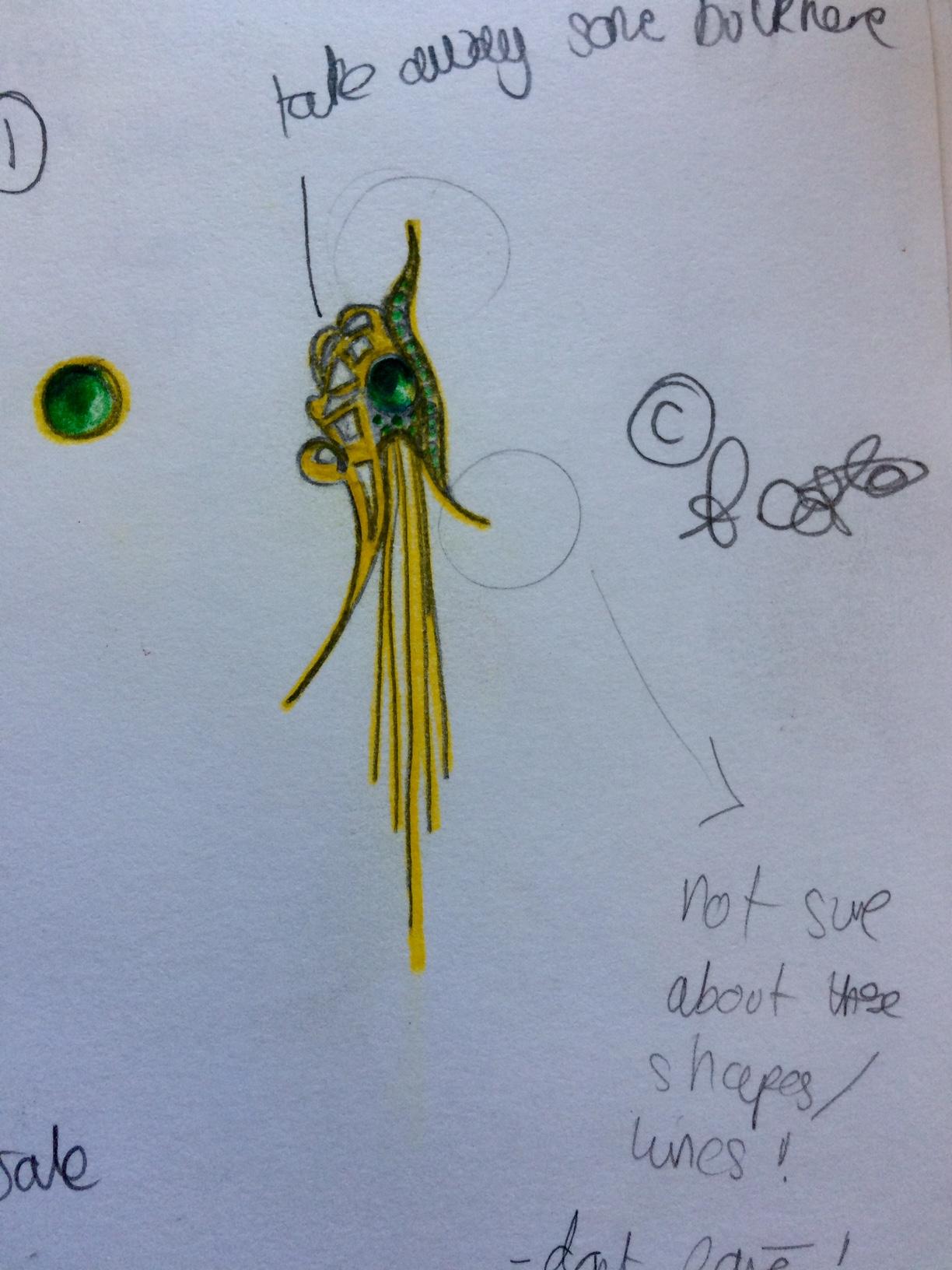 Ana de Costa Yellow Gold Round Green Tsavorite Asymmetric Drop Chain Earrings For Sale 1