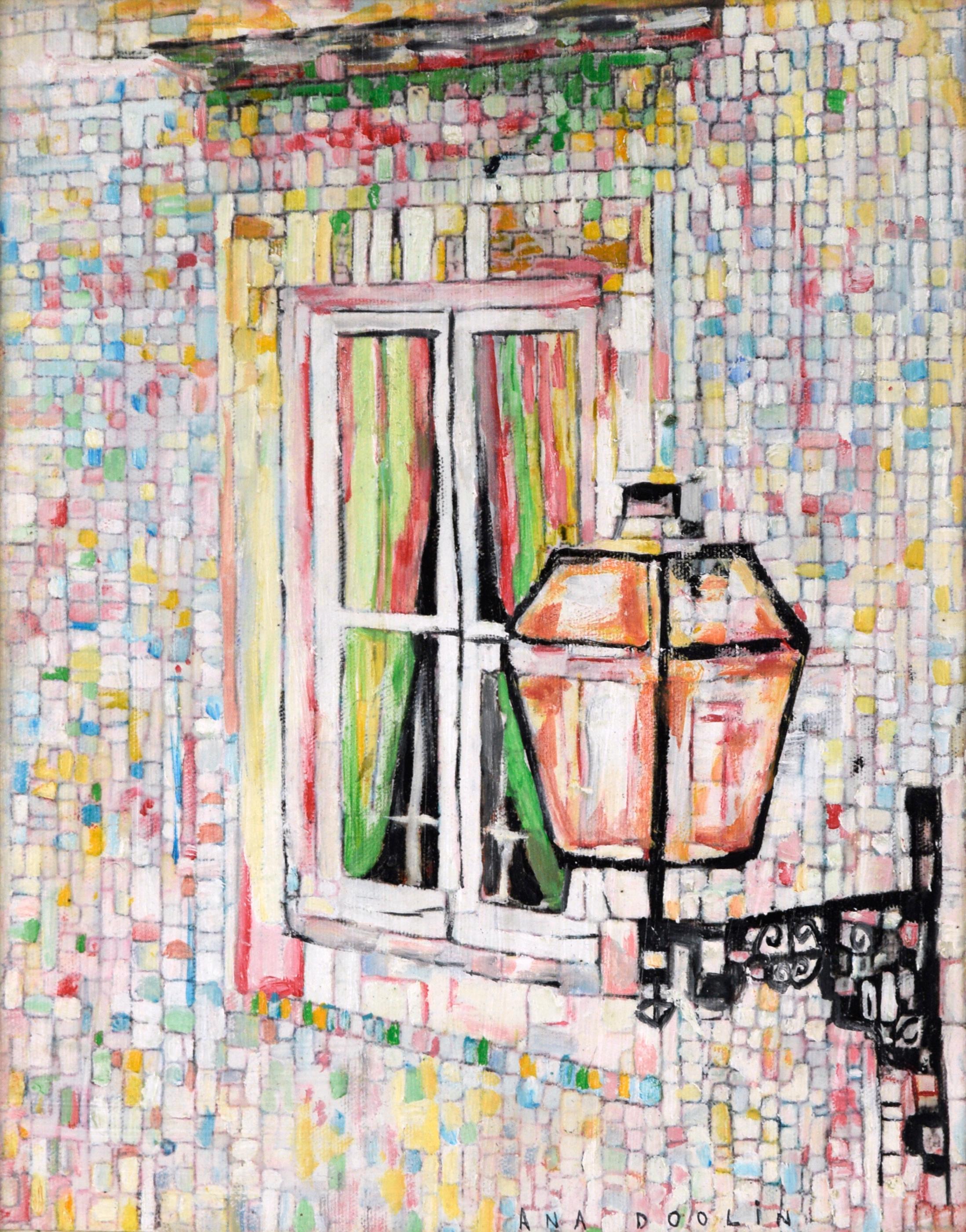 Portuguese Lamp and Window - Painting by Ana Doolin