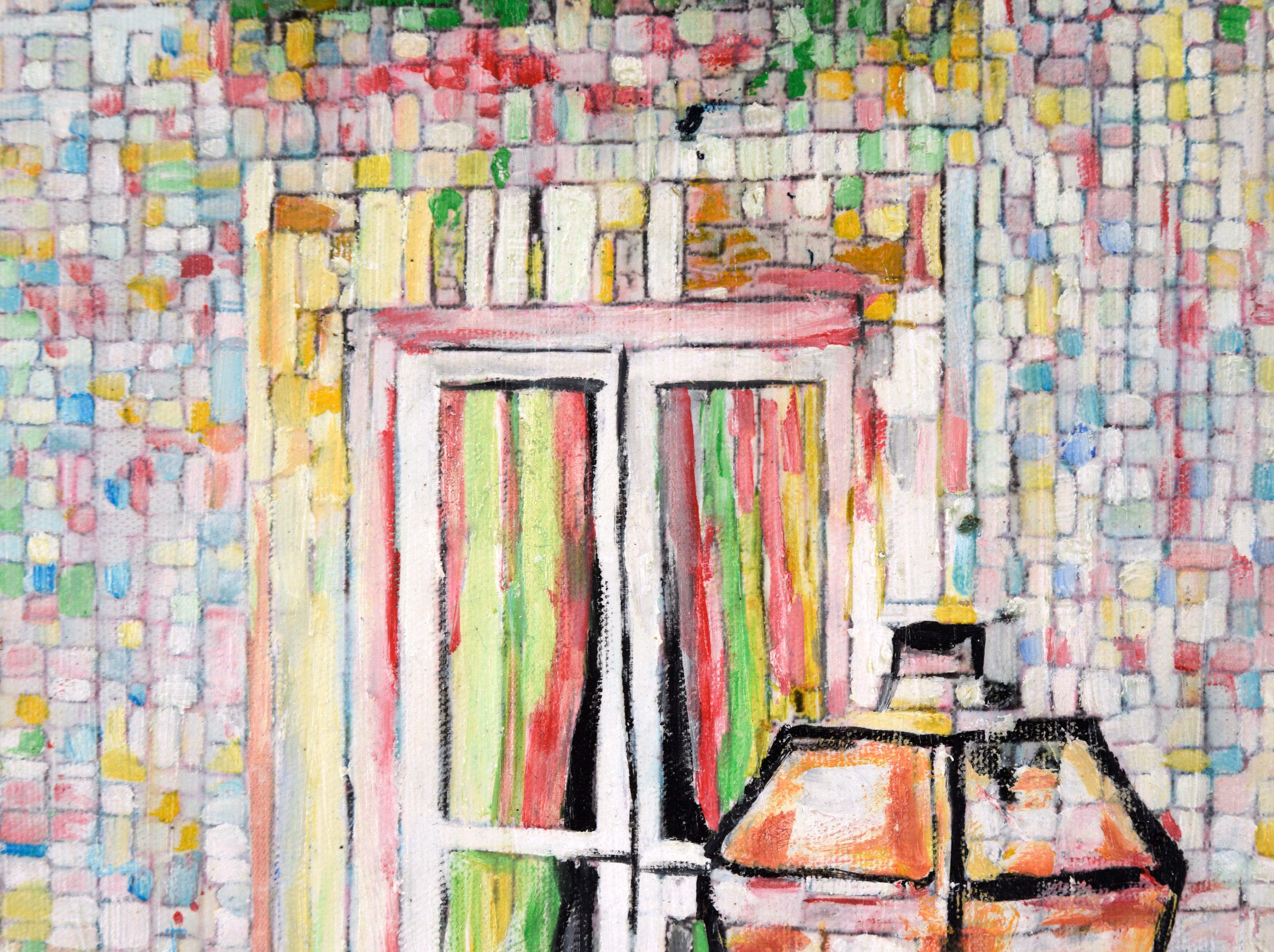 Portuguese Lamp and Window - Contemporary Painting by Ana Doolin