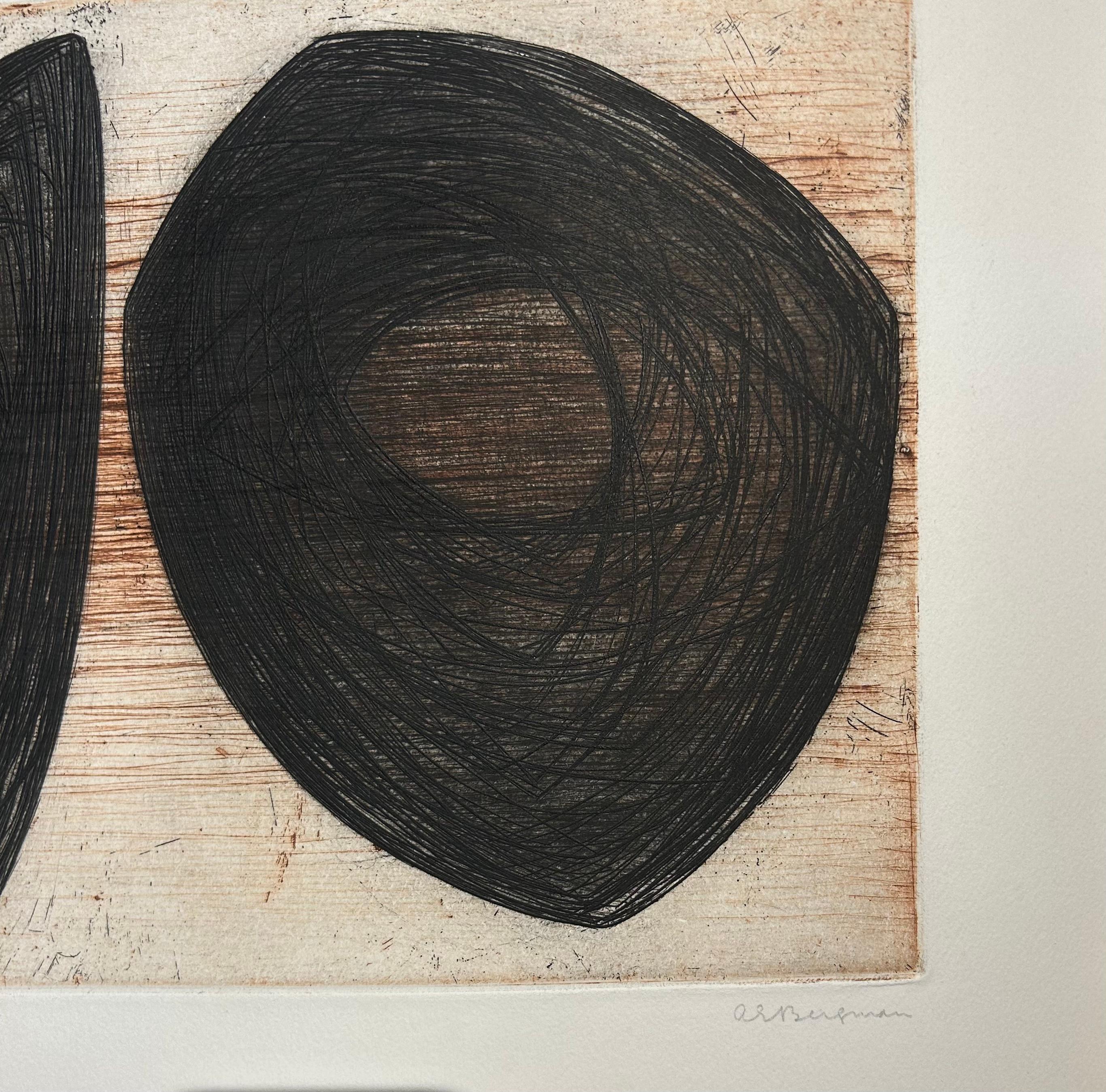 Ana Eva Bergman - G 2-1953 Deux Formes Noires Ou Deux Univers (Moderne) im Angebot