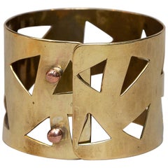 Ana Greta Eker Scandinavian Modern Bracelet in Brass, Norway, 1960s