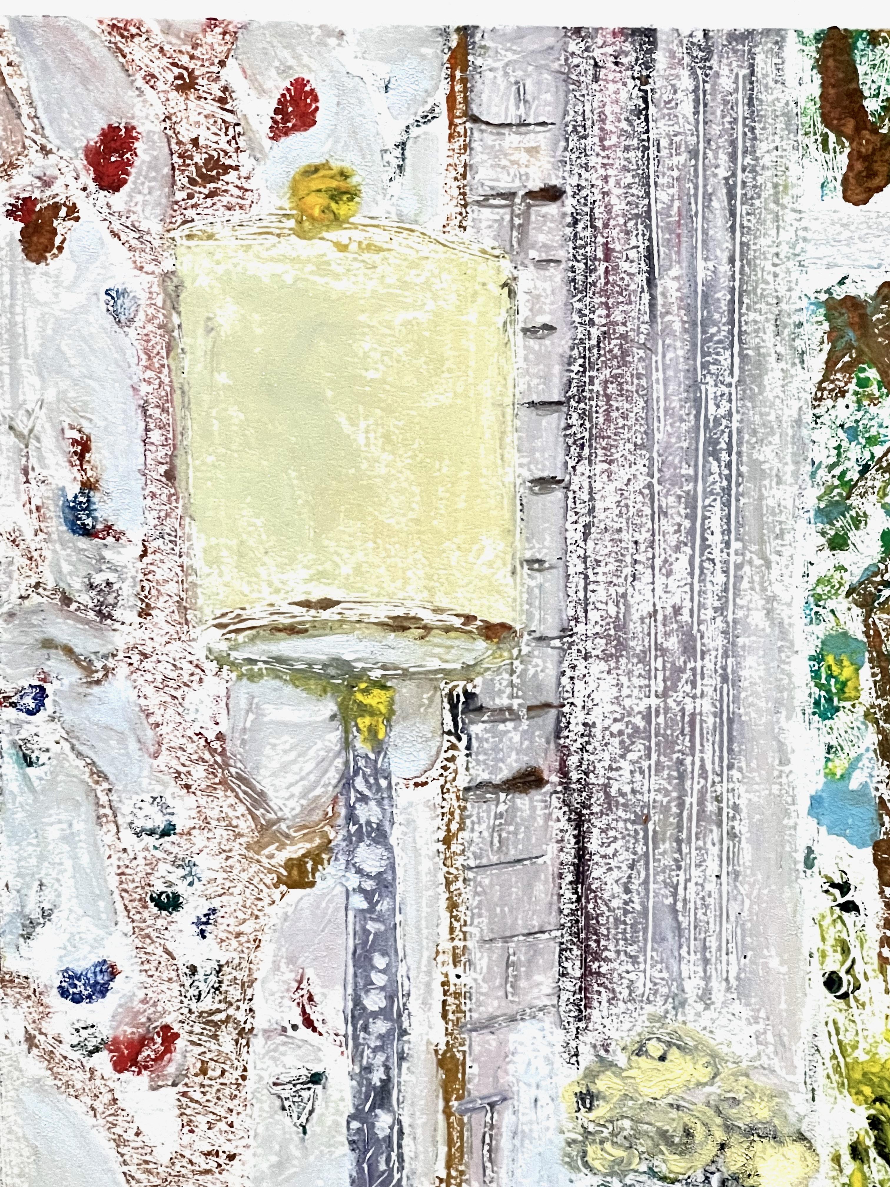 Interior Exterior con Lámpara - Painting Contemporáneo de Ana Guzman
