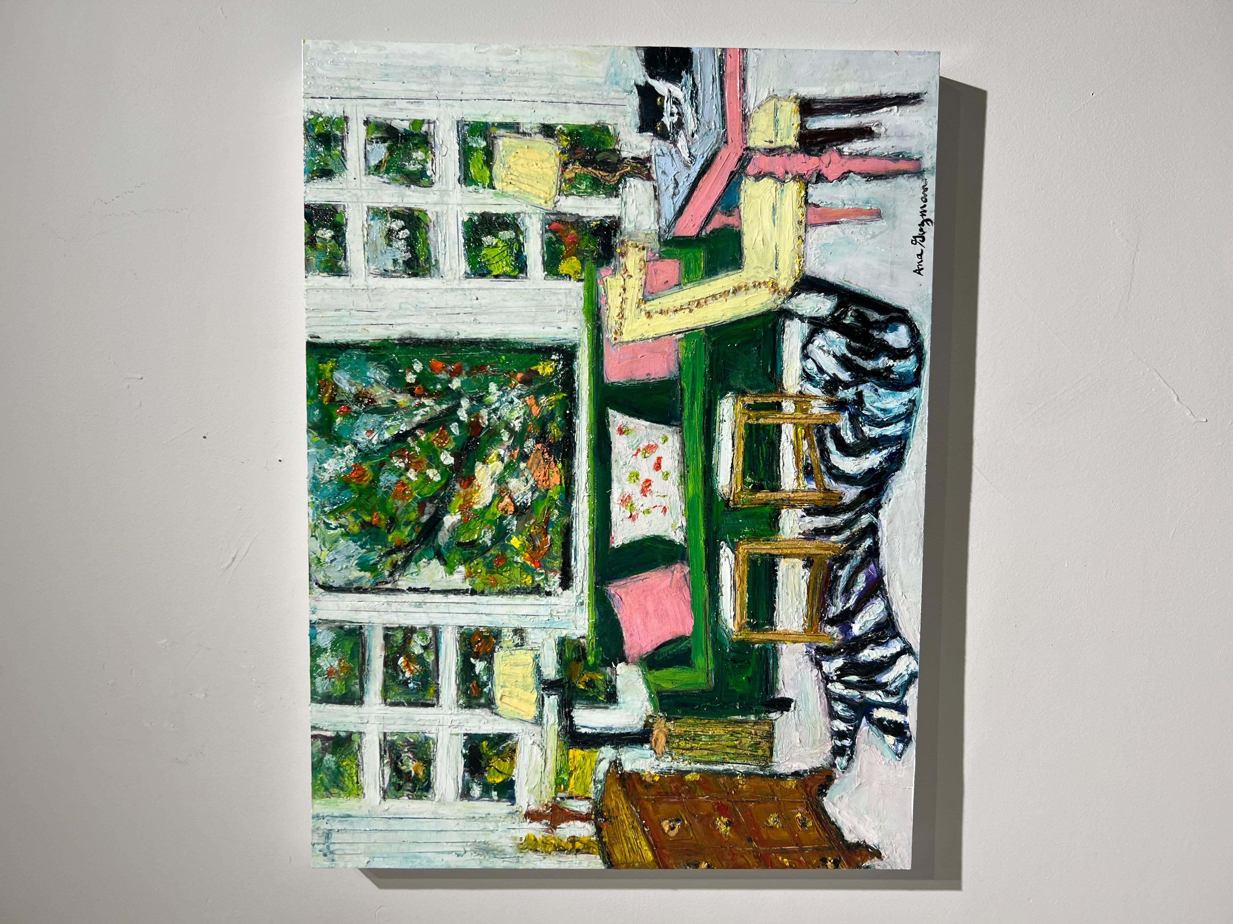 Interior with Cat - Painting by Ana Guzman