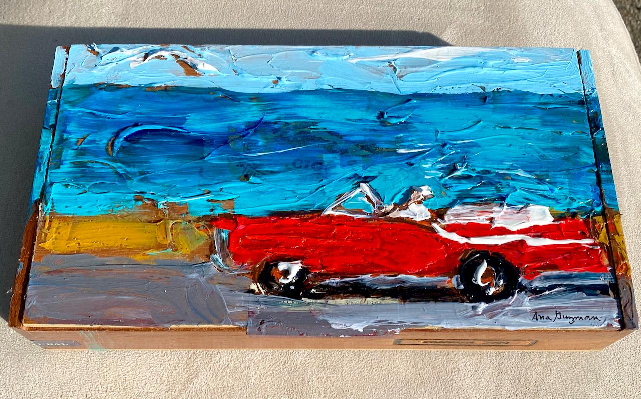 Figurative Painting de Ana Guzman - Descapotable rojo