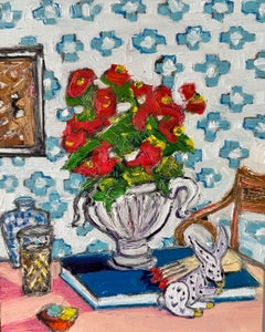 Rote Blumen und Bunny