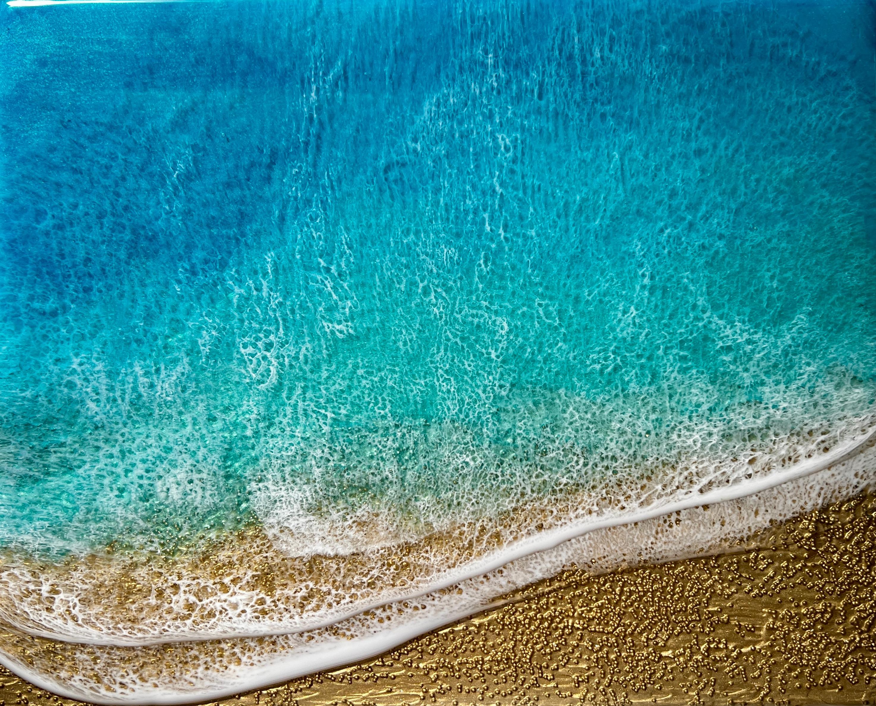"Olas tranquilizadoras" (2024) de Ana Hefco, paisaje original de técnica mixta