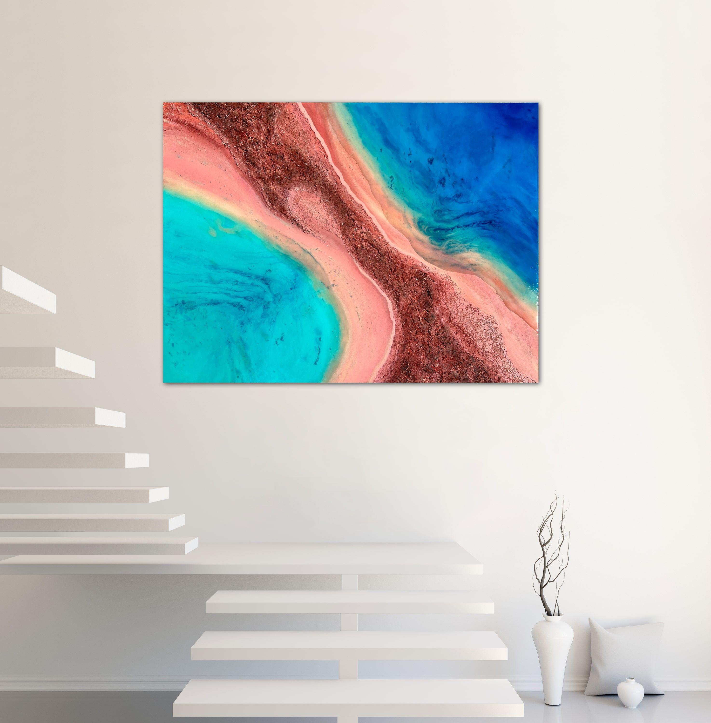 Take Me There - Aerial Australia - Shark Bay #3, Mixed Media on Canvas For Sale 1