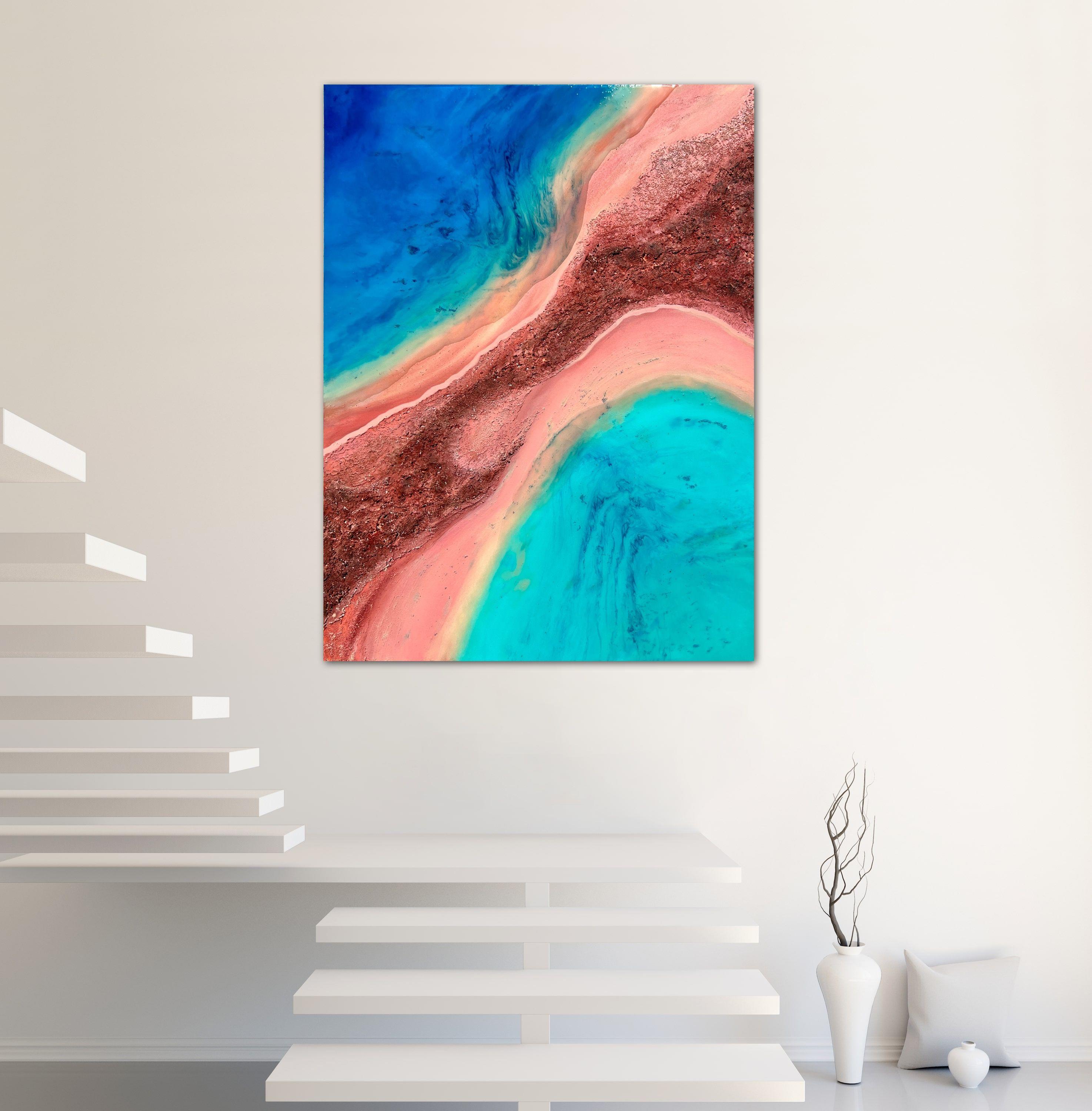 Take Me There - Aerial Australia - Shark Bay #3, Mixed Media on Canvas For Sale 2
